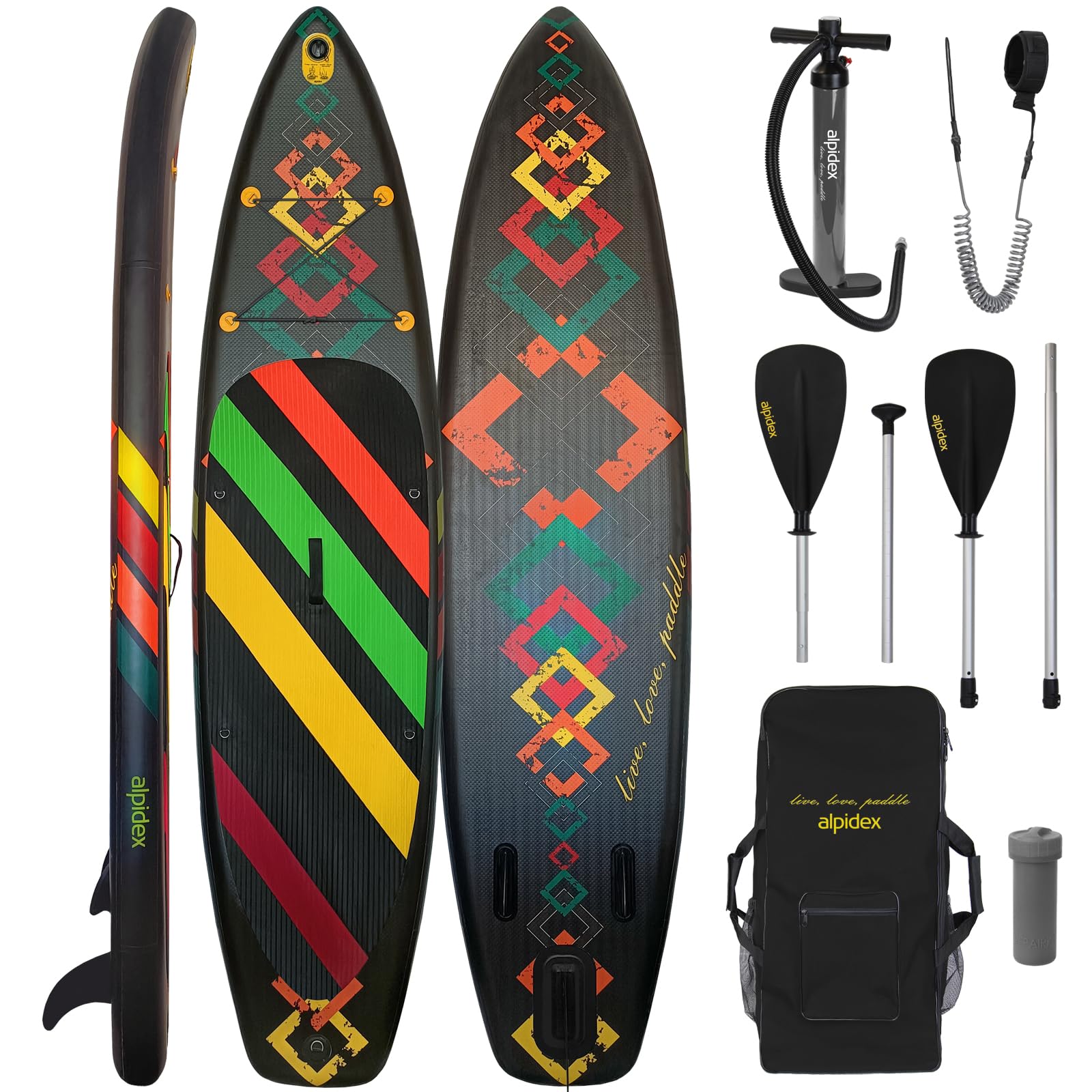 ALPIDEX Stand Up Paddle Board 320x76x15 cm Sup Gonflable iSup Sac à Dos Pagaie Pompe Double Action Laisse 200 kg