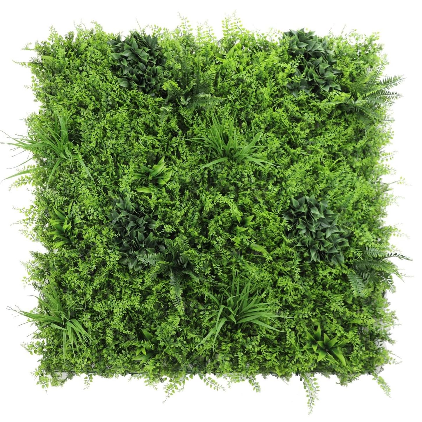 Pannello Piante Artificiali da Parete, Siepe Sintetica 3D, Resistente ai Raggi UV, per Interno ed Esterno, cm 50x50-50x100 e 100x100 (GREEN FOREST cm 100X100)