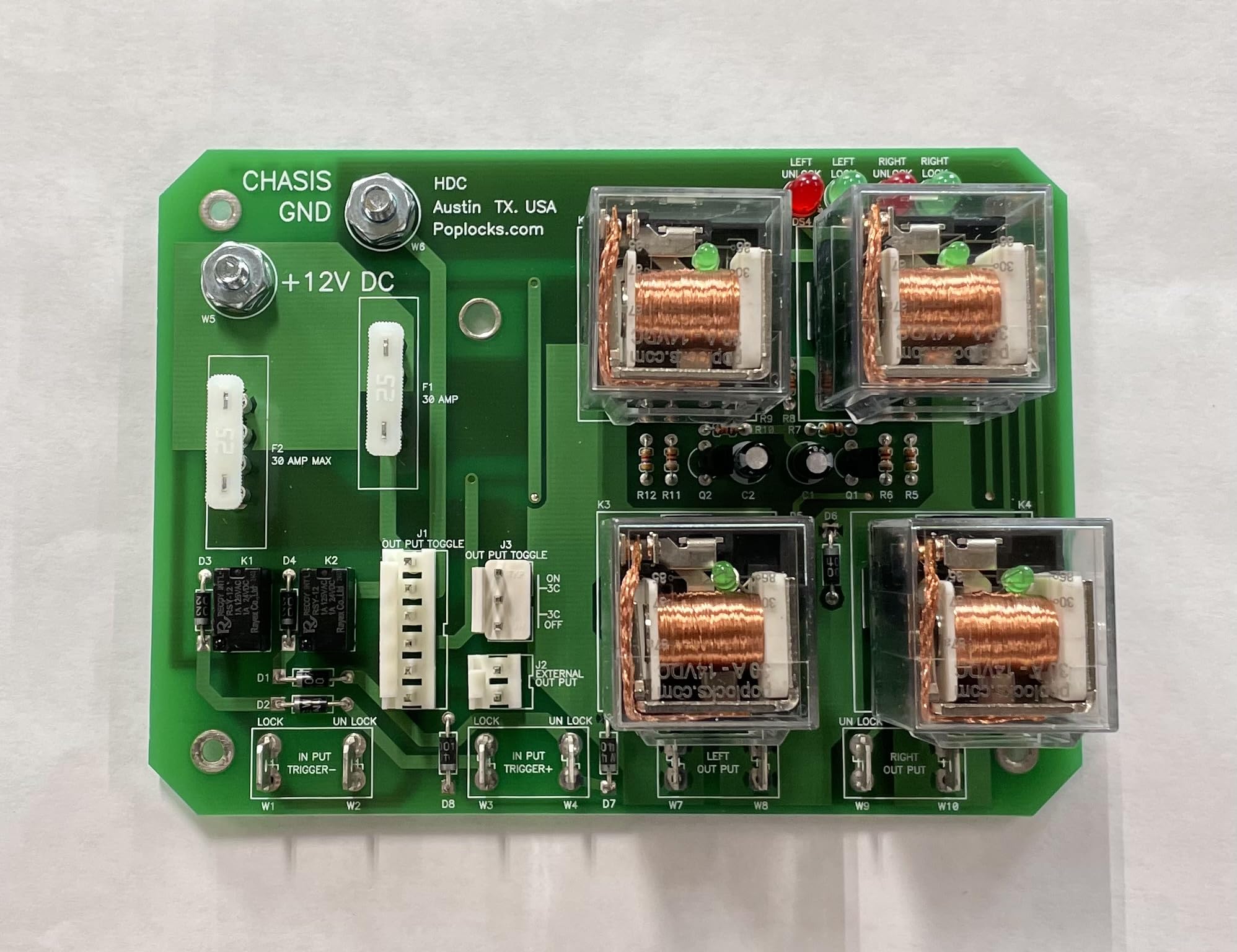 PLRB-RC Relay Controller with keyless Entry, Remote, fob (2) for Power Lock and Security
