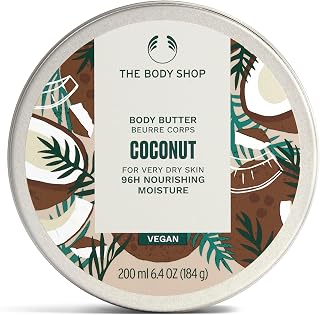 The Body Shop Coconut Body Butter 6.75 oz - Vegan Nourishing Moisturizer for Very Dry Skin, 96HR Hydration, Fair Trade Oils