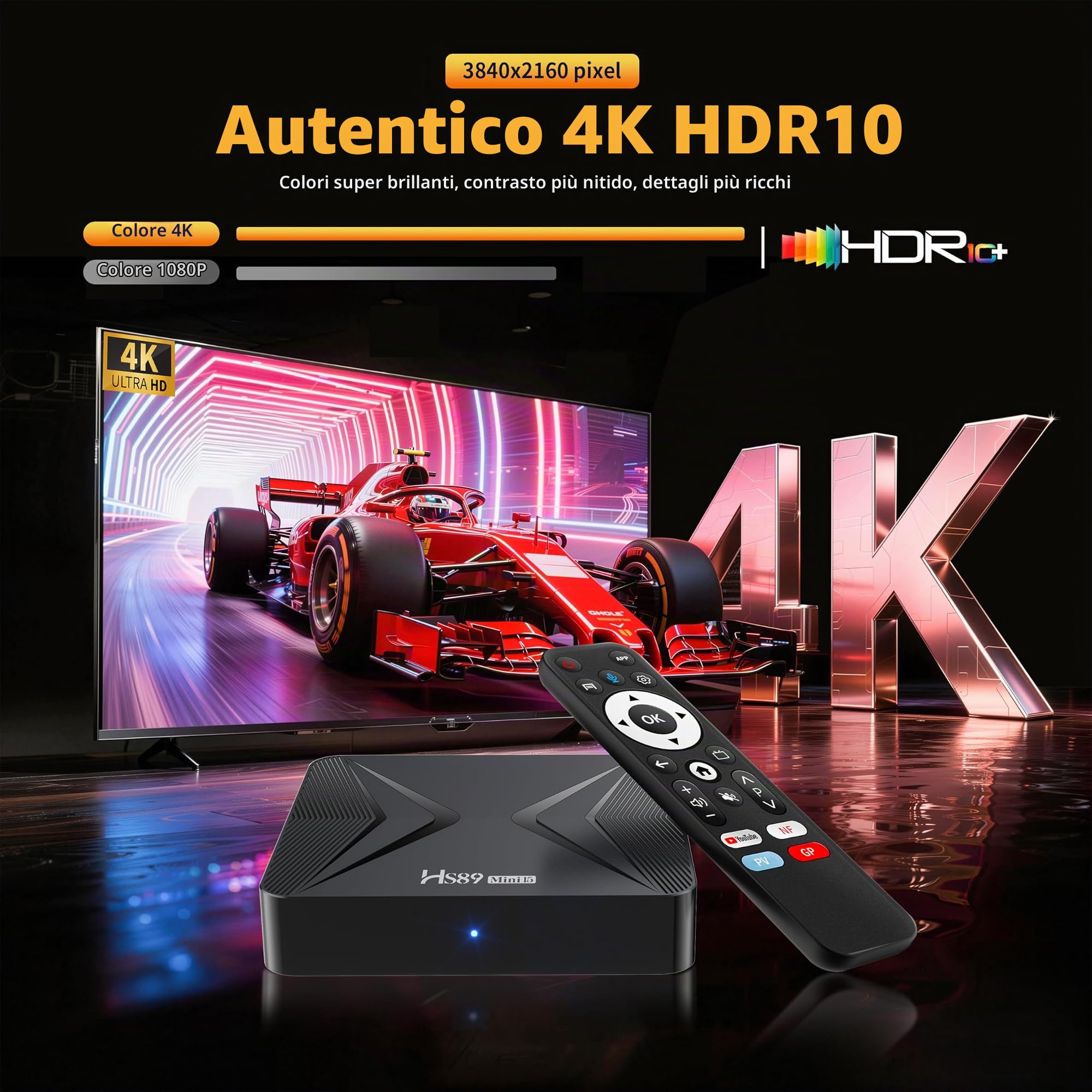 Android TV Box,Android 14.0 4 GB di RAM,32 GB di ROM
