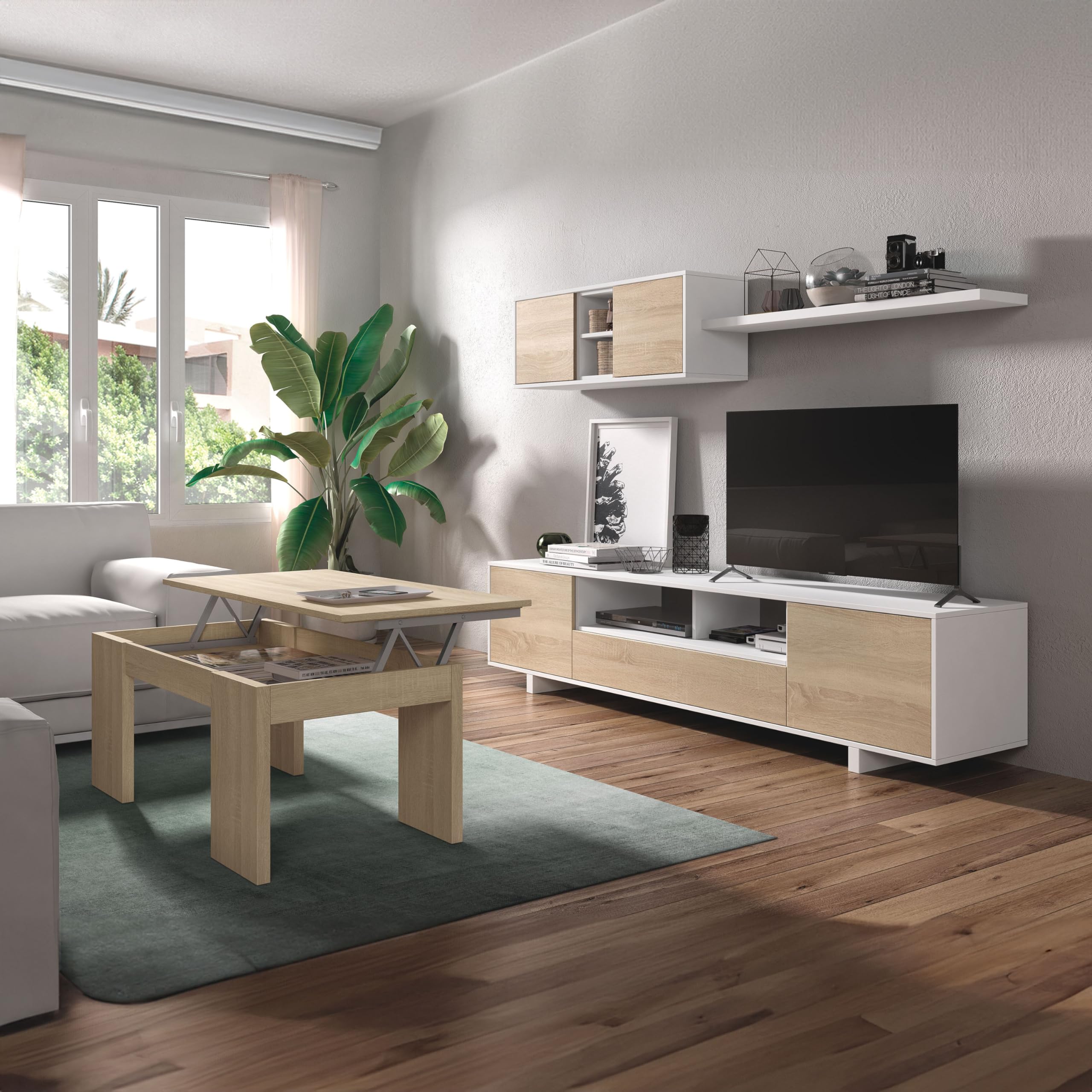 Habitdesign Mueble Salón Belus Estilo Nórdico 200x41 cm