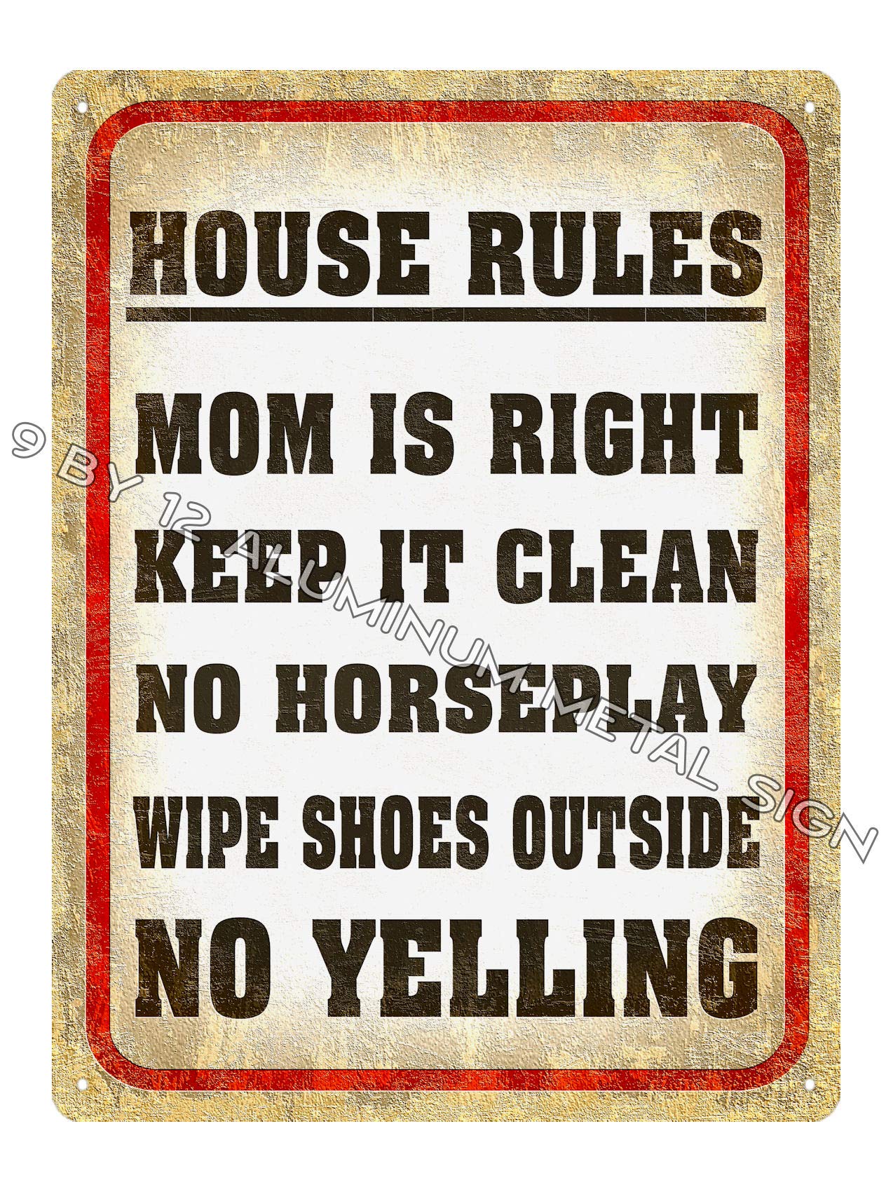 RETRO SIGNS BY J E MATRIX House Rules Funny Metal Sign Living Room Great Gift for Mom Dad Kitchen Wall Decor 905