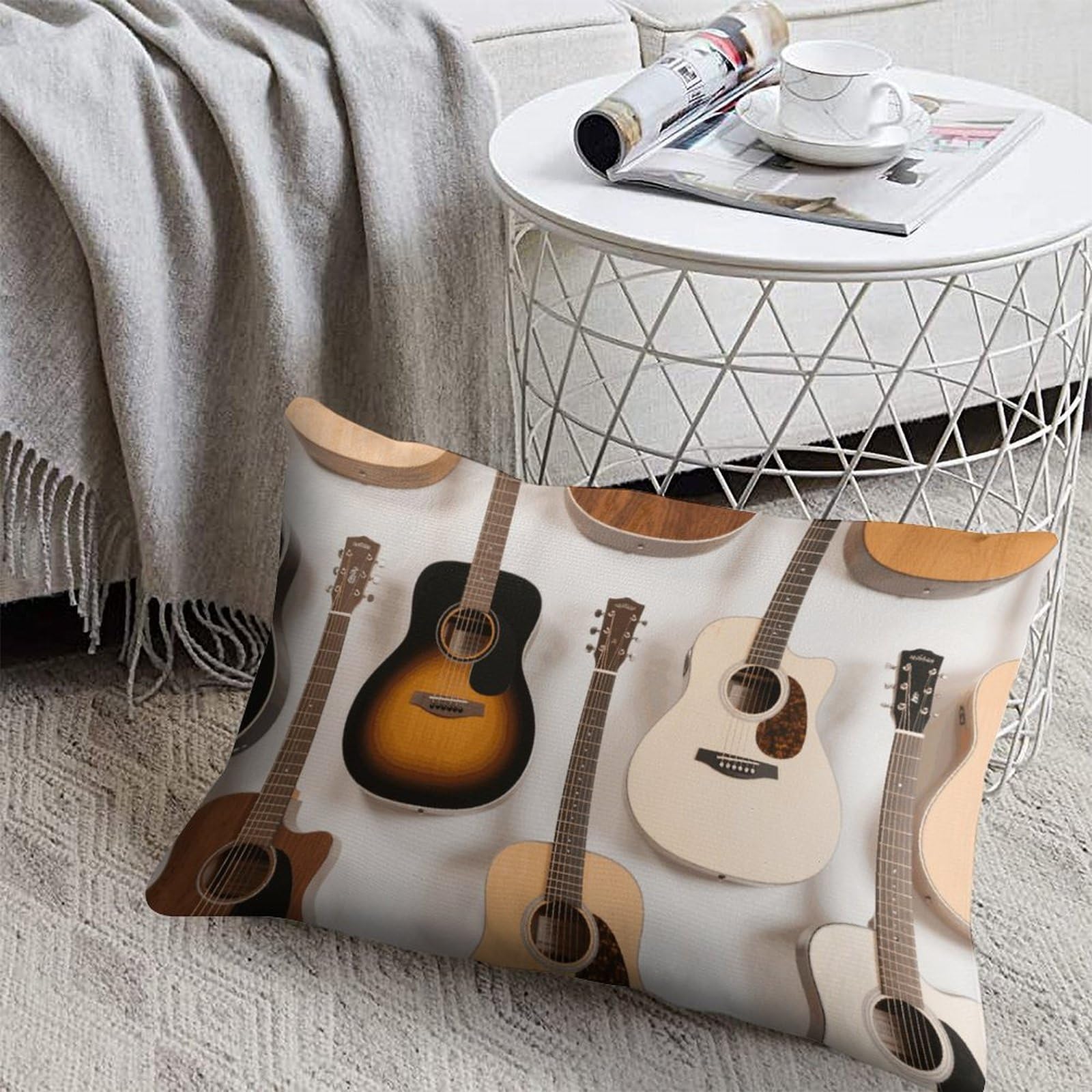 FodPand Decorative Throw Pillow Covers 8x12 Short Plush Guitars Body Pillowcase Cushion Cases with Invisible Zipper Rectangle Lumbar Pillow Shells for Sofa Couch Chair Bed Home Decor
