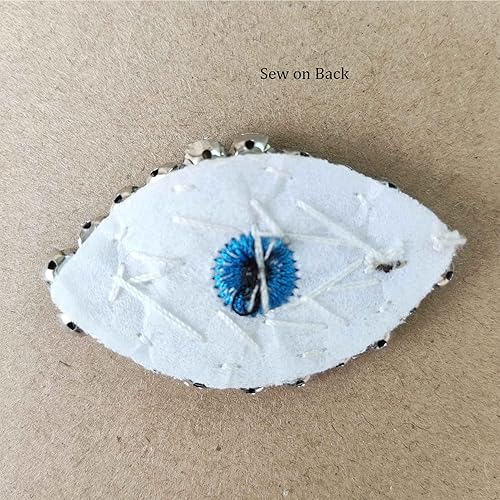 Miniatura 6 de 2 parches de diamantes de imitación azules con diamantes de imitación de ojo malvado, bonitos parches bordados para coser, apliques de bricolaje,