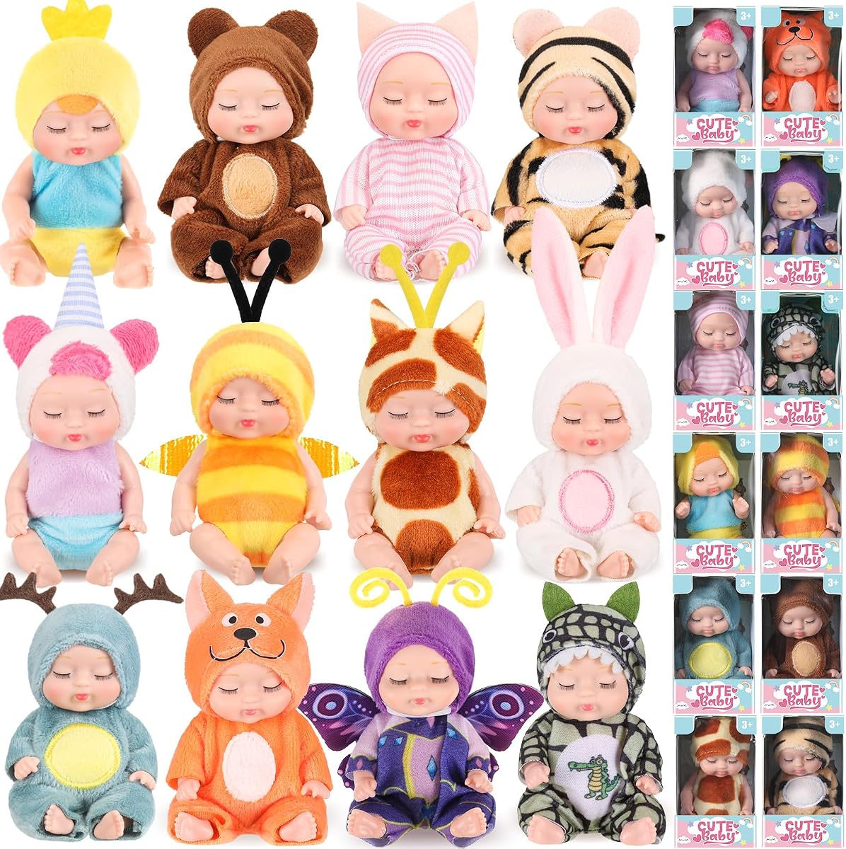 Hanaive 12 piezas Mini Reborn Baby Doll Lindos regalos de muñecas de Pascua Muñecas realistas de 4 pulgadas con ropa Juego de mini muñecas realistas para niña niño 3+ regalo de cumpleaños (estilo lindo)