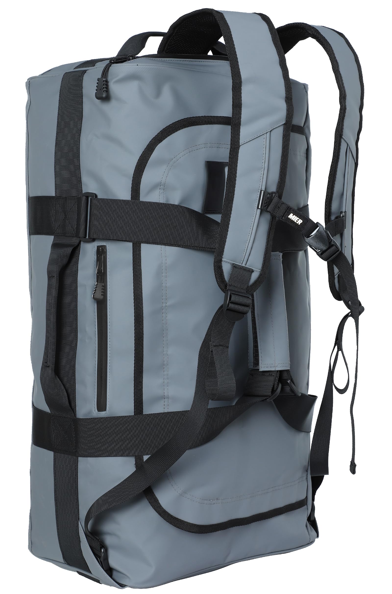 MIER Duffle Bag Backpack Gym Bag Heavy Duty Mens Convertible Water Resistant Sports Duffel Bag with Shoulder Straps for Travel, Overnight, Camping, 60L, Grey