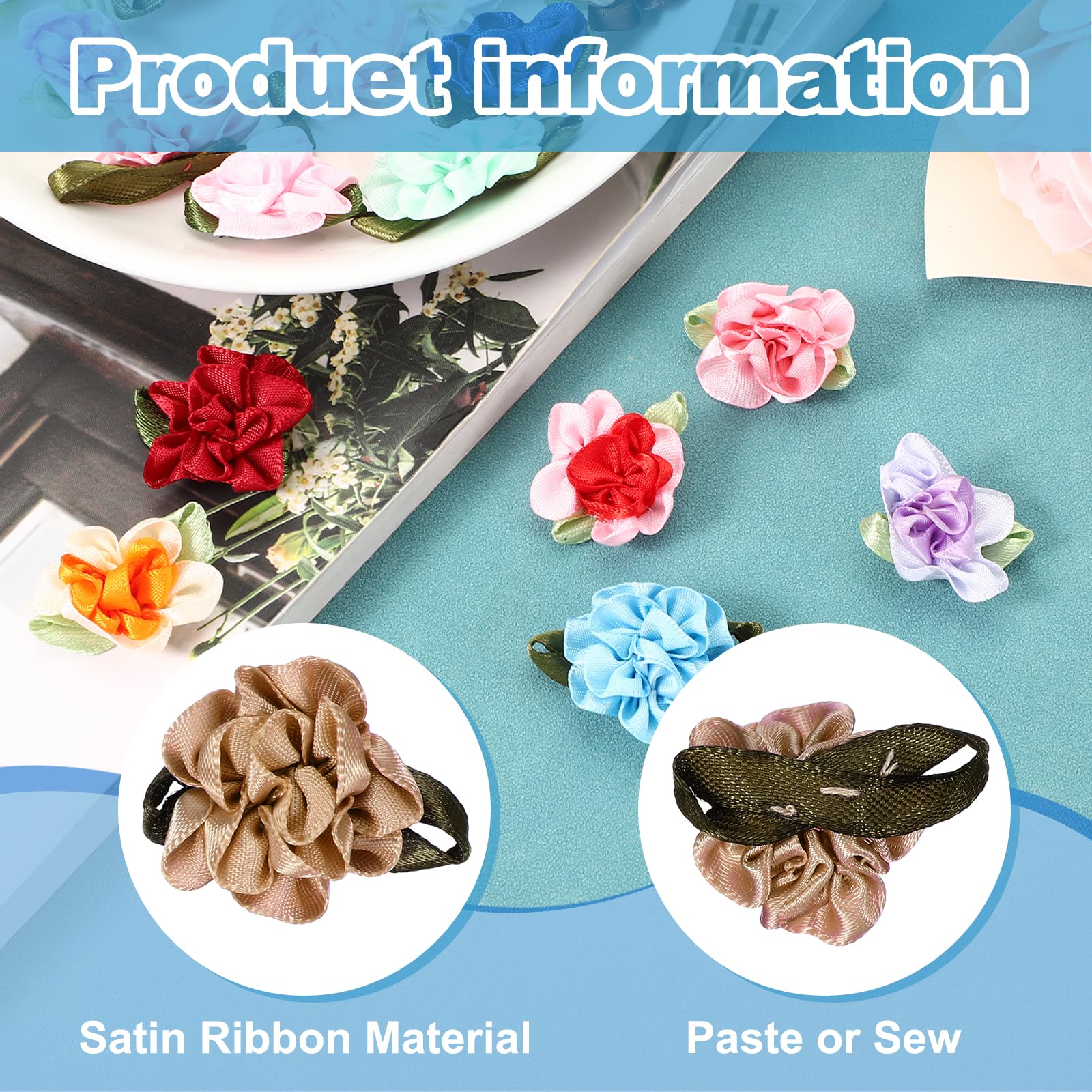 PATIKIL 1 Inch Ribbon Flowers Bows for Crafts 20 Pack Mini Satin Roses Flowers Small Fabric Flower Heads DIY Sewing Appliques for Gift Wedding Bride Ornament Coffee - Image 3