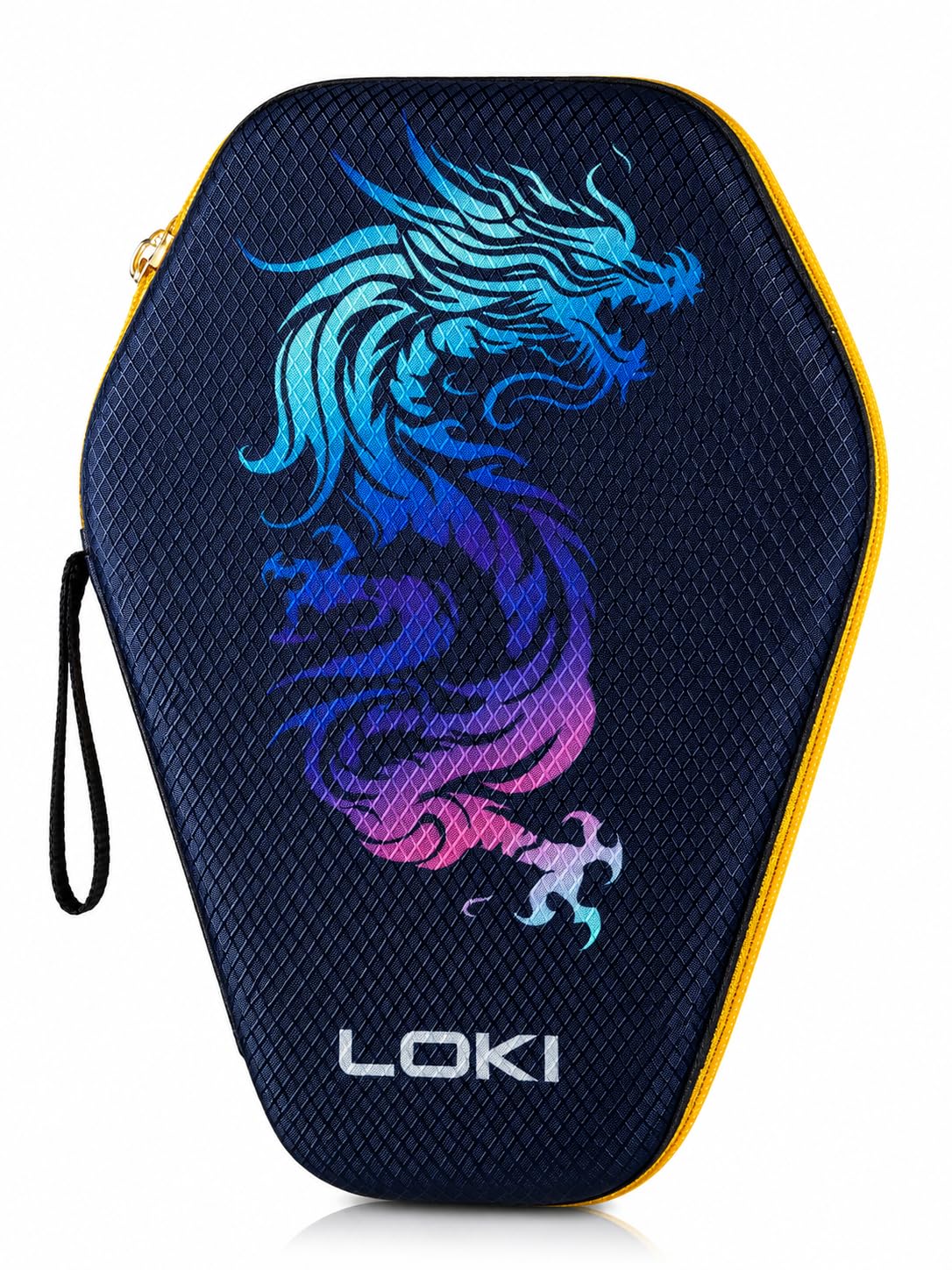 loki professional 2 bat table tennis racket cover | hard shell eva case for 2 bats & balls | premium and durable paddle storage case with zip closure. (dragon)