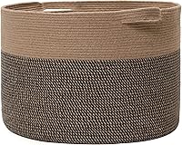 Vista 18 de Cesta grande de cuerda de algodón de tamaño máximo de 24 x 24 x 17 pulgadas, cesta de almacenamiento extragrande, cesta de lavandería tejida