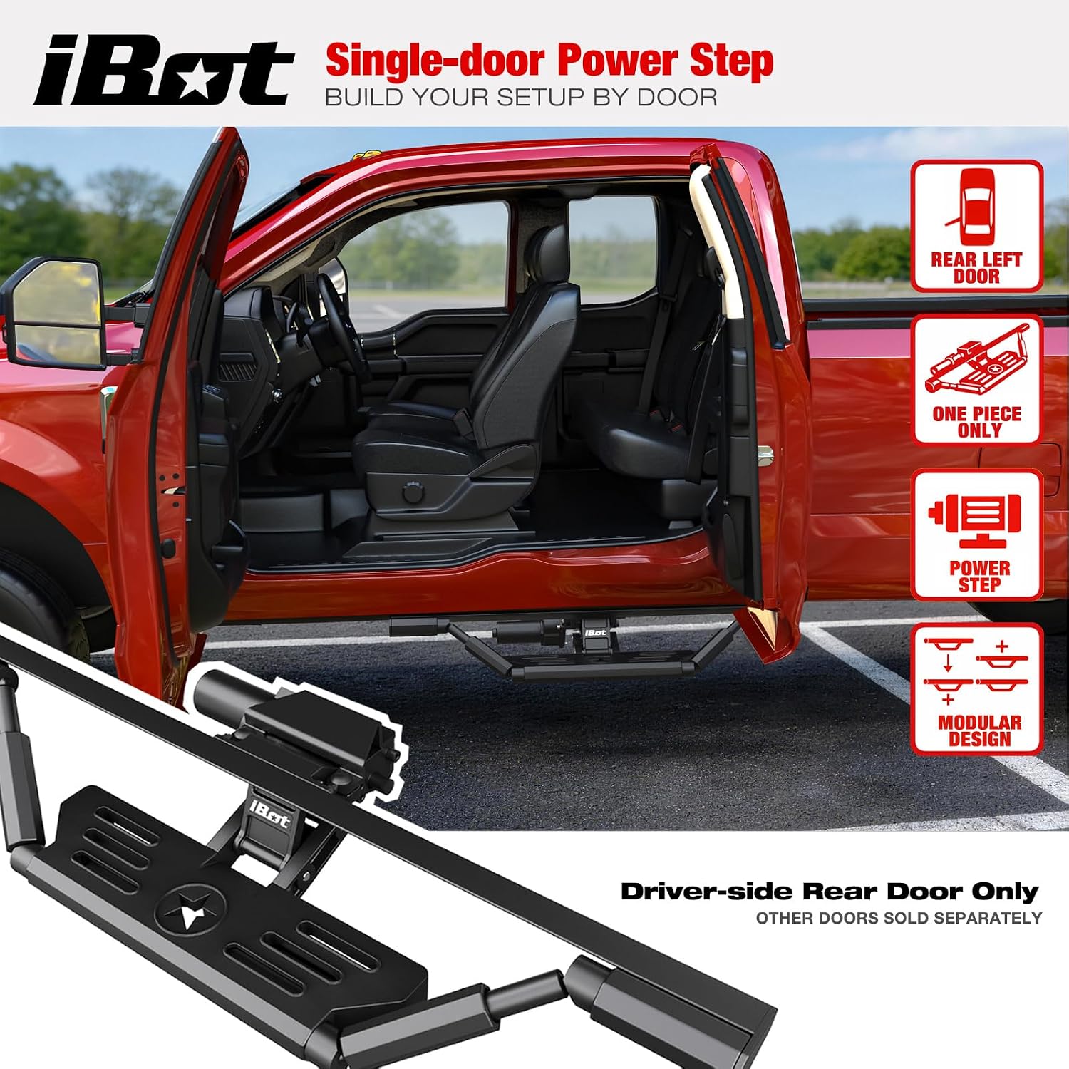 APS iBot Power Drop Steps Compatible with Toyota Tacoma 2005-2023 Extended Access Cab Driver Side Rear Door | Individual Robotic-Inspired Retractable Running Boards
