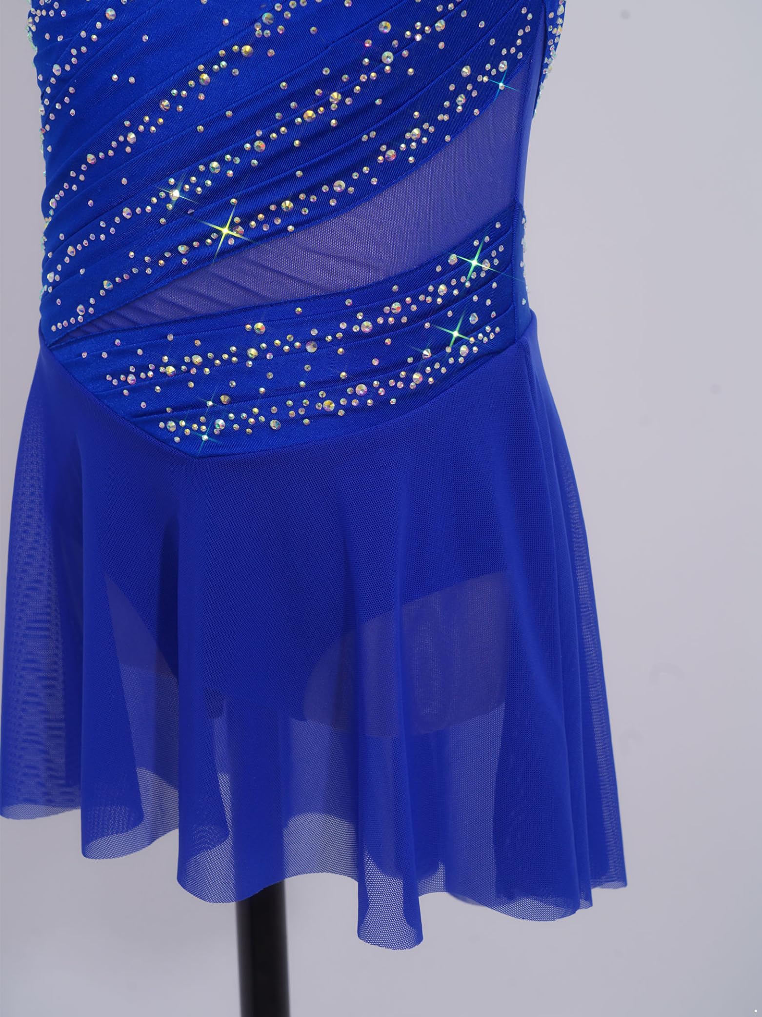 Linjinx Vestito da Pattinaggio Artistico Bambina con Paillettes Body Danza Classica Senza Manica Leotards da Balletto Abito da Ballo Lirico Contemporaneo
