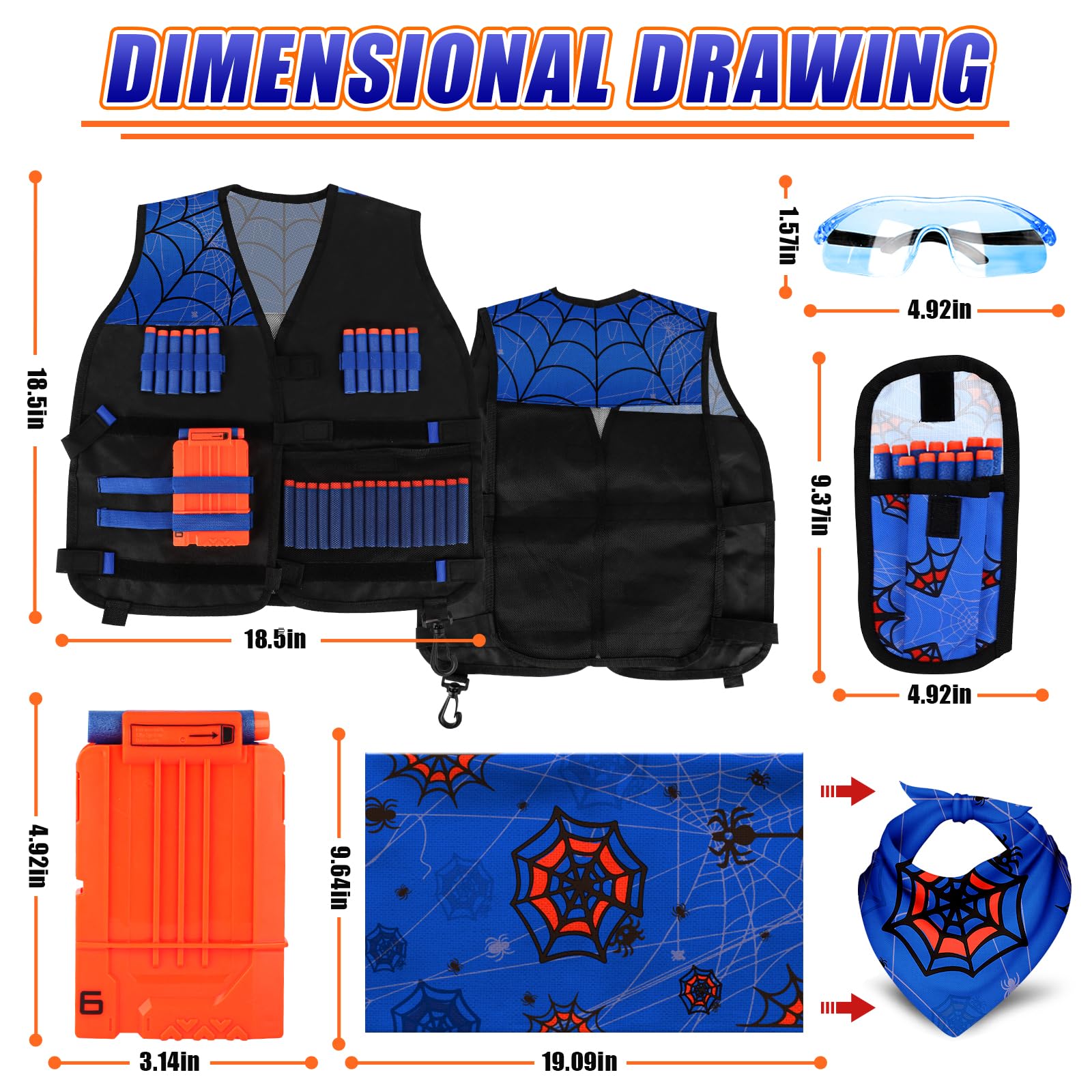 Lehoo Castle Kids Tactical Vest Kit for Nerf Guns Nerf Vest for Boys Girls with 30 Refill Darts, Dart Pouch,Tactical Mask - Image 3