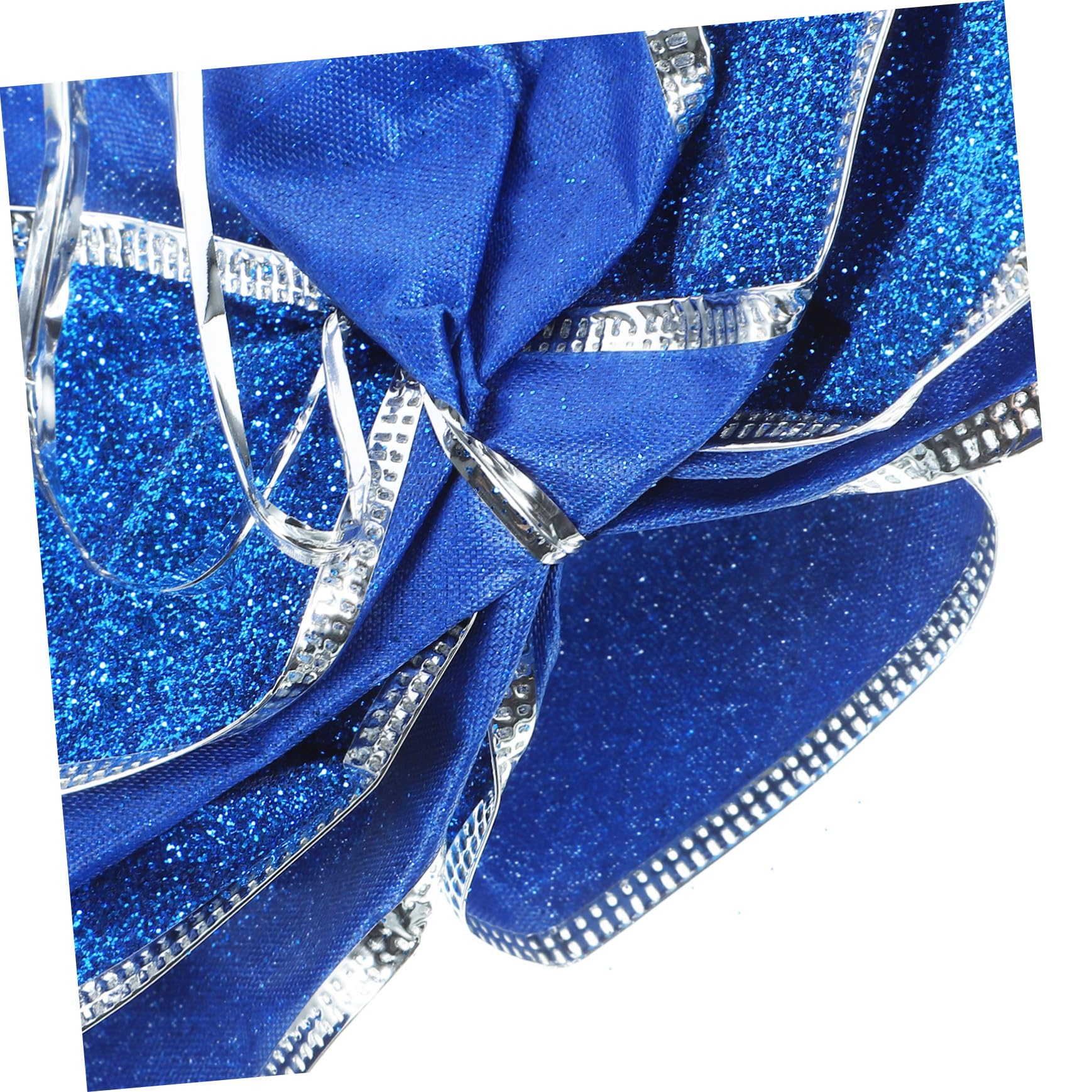 5 Piezas para Árbol de Navidad Azules de Moños de Tela con Purpurina Nudos Decorativos Resistentes para y Adornos Festivos