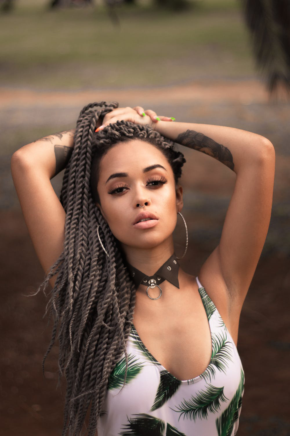 Urieo Gothic Leather Choker Necklace Black Punk Nightclub Jewerly