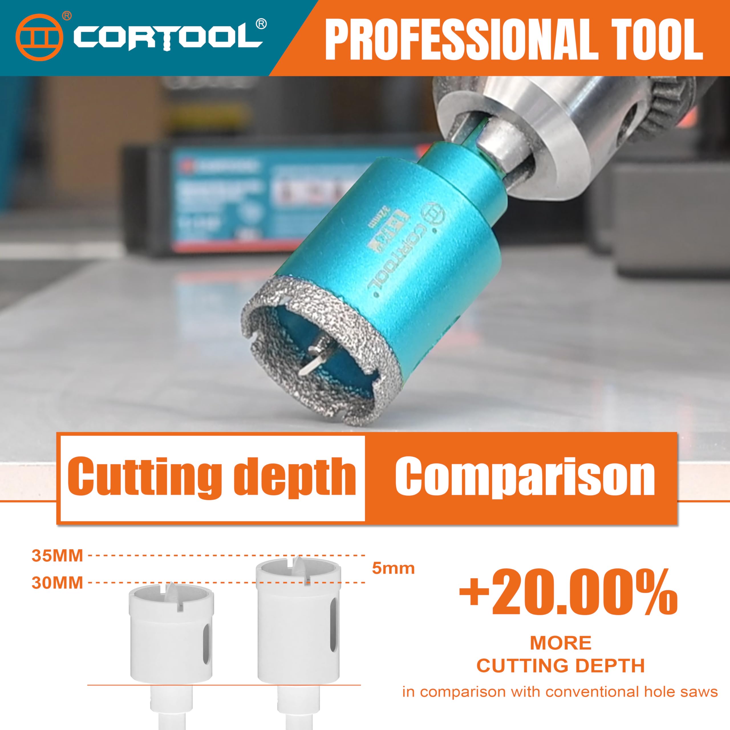 4" Diamond Hole Saw - Cuts Tile, Stone & More -6