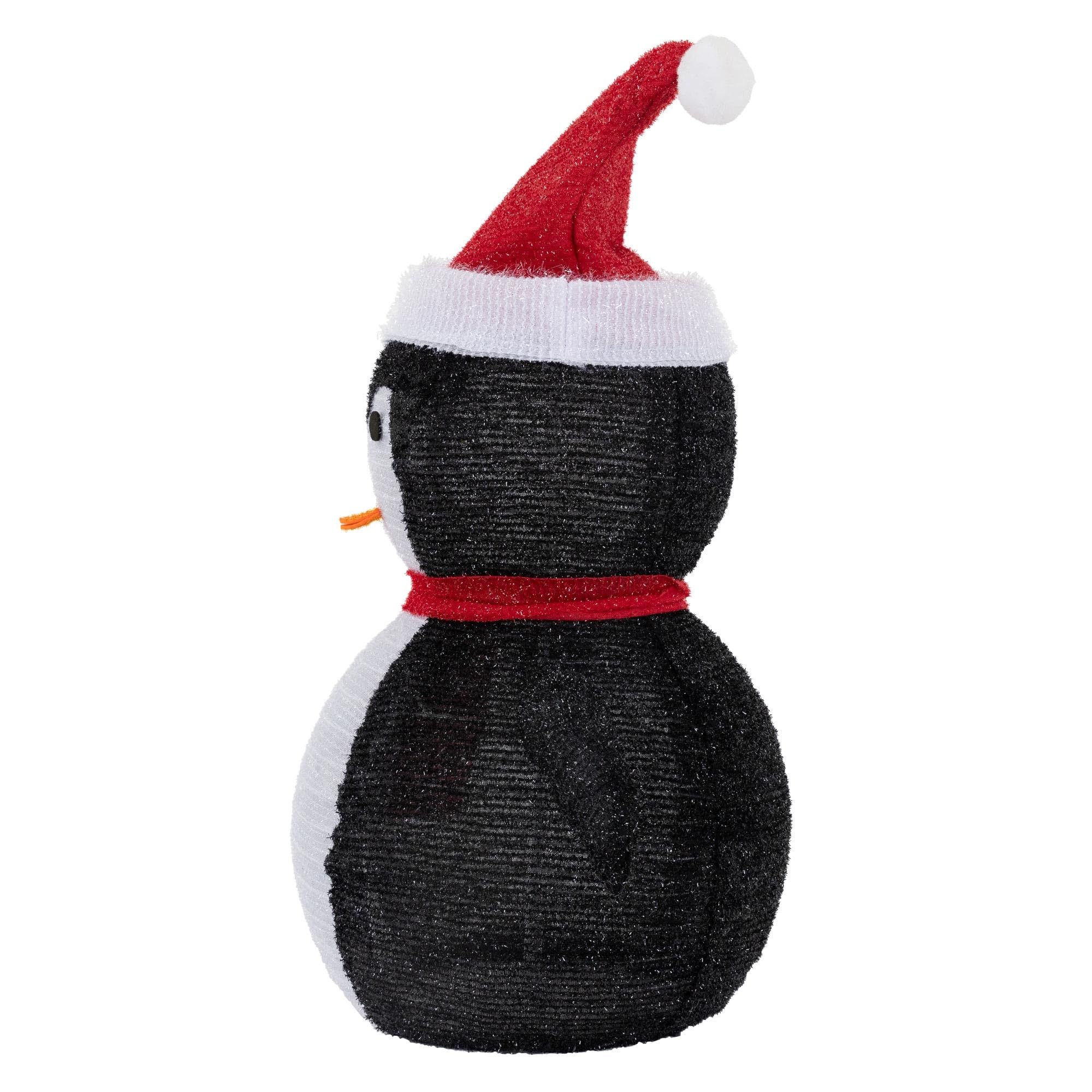 ECD Germany Pingüino Navideño LED 68 cm de Altura, Figura de Jardín Iluminada con 30 Luces LED Blanco Cálido con Temporizador para Interior/Exterior Plegable Decoración con Pilas Figura Decorativa