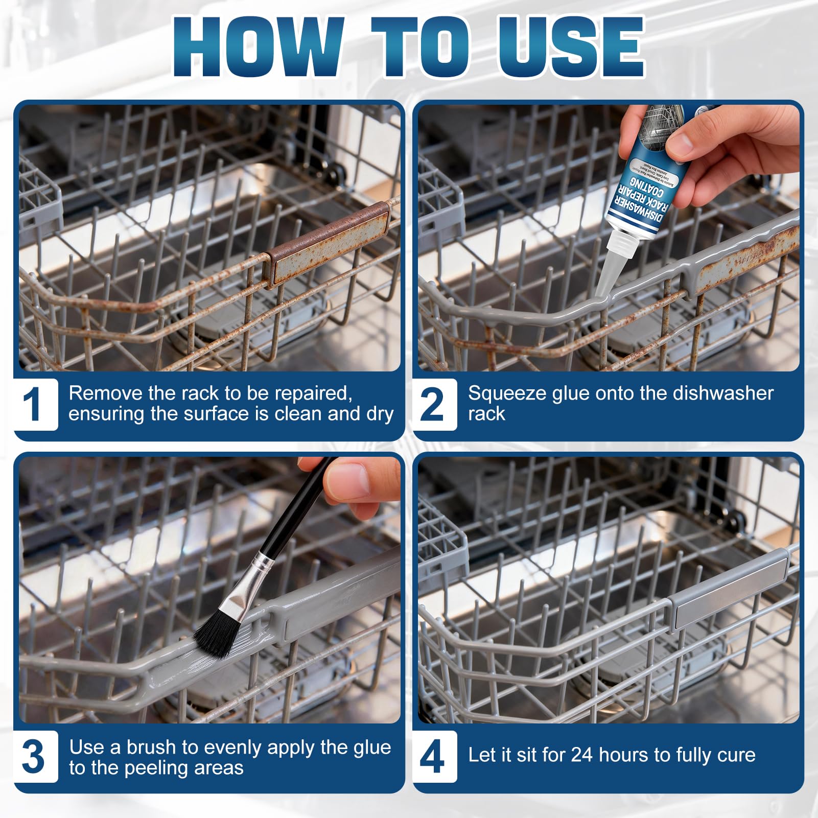NoxGule Reparador Cesta Lavavajillas, Pintura para Cestas Lavavajillas, Rerack lavavajillas Gris, Fuerte Adherencia, Resistente al Agua, para Reparar Gomas Desprendidas en Cestas, Versión Mejorada — view 6
