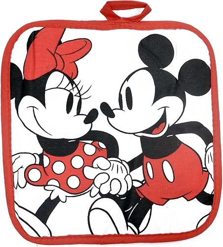 Miniatura 5 de Disney Juego de cocina de 3 piezas con soporte para ollas y toalla de cocina (Mickey Minnie Red)
