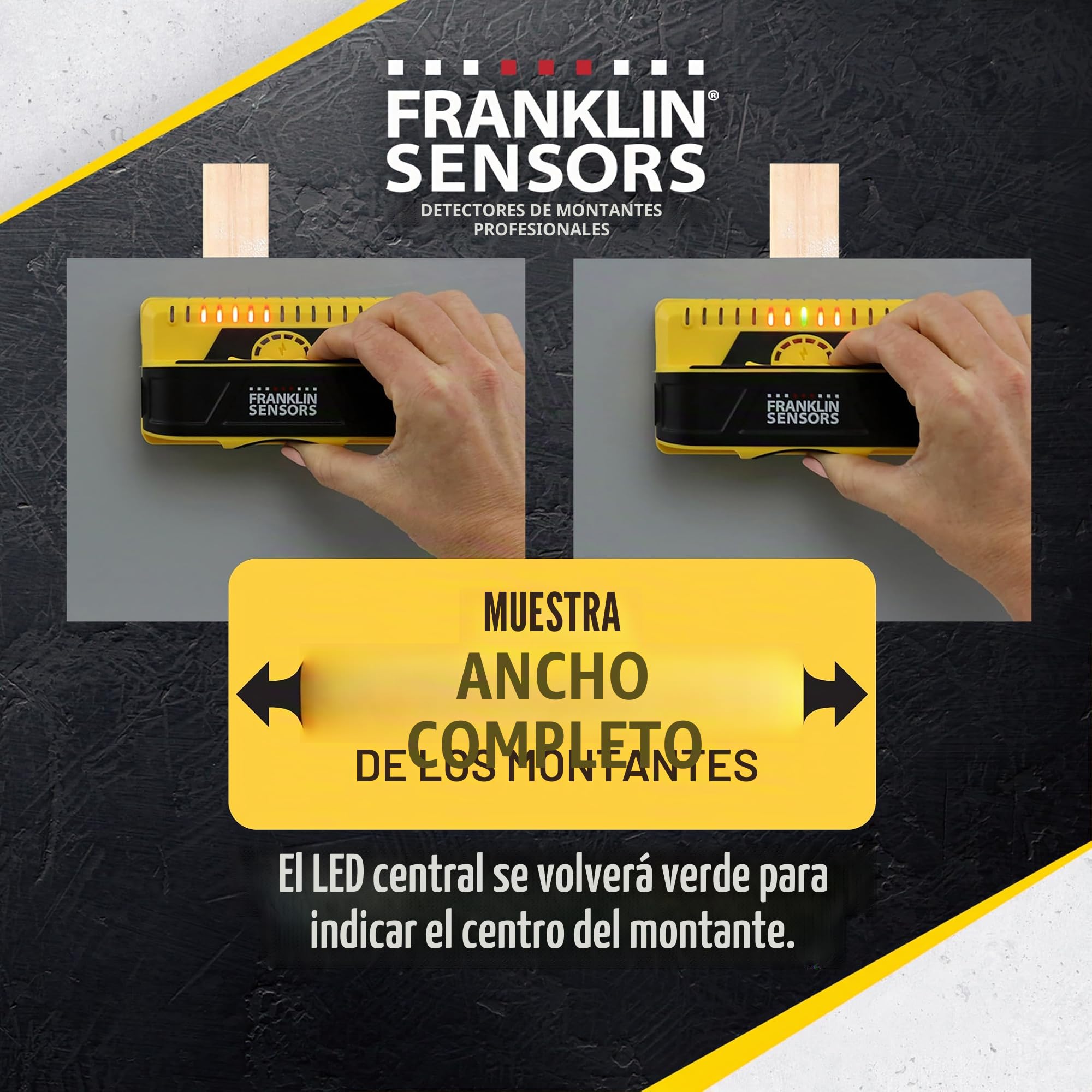 Franklin Sensors ProSensor M155 - Detector profesional de montantes con 9 sensores y alerta de cables eléctricos activos