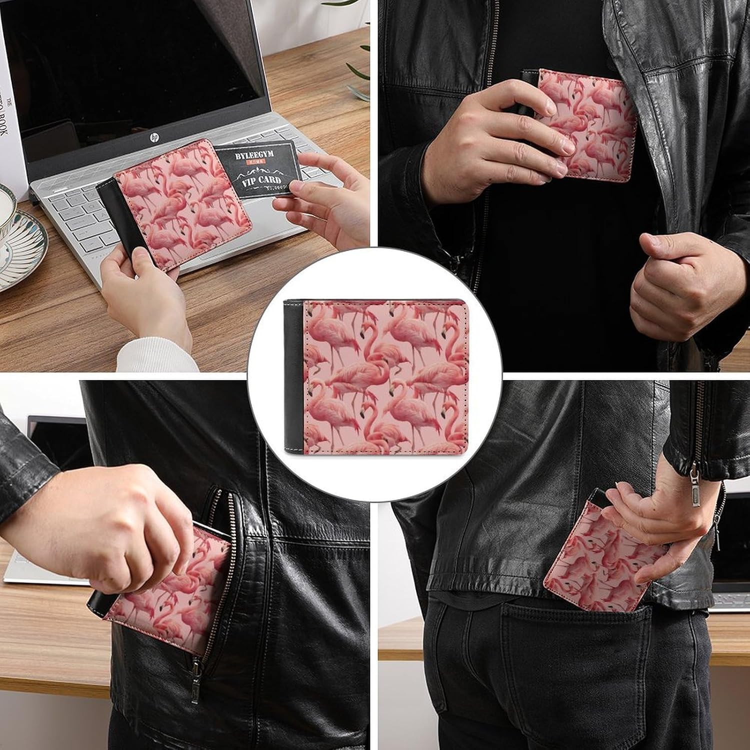 Flamingo Funny Novelty Wallet Soft Slim Front Pocket Bifold Purse with ID Credit Card Holder