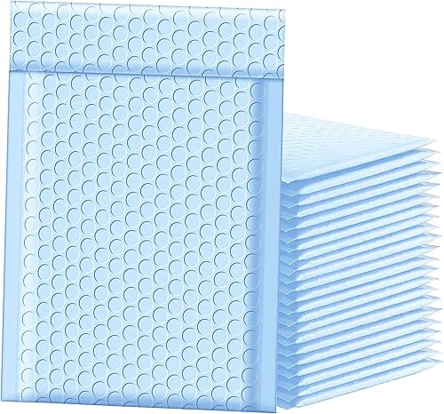 Famagic - Sobres de burbujas de 6 x 10 pulgadas, 100 bolsas de envío color azul claro, elegantes bolsas de embalaje para pequeñas empresas, sobres