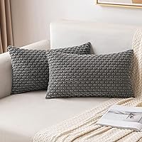 Vista 74 de MIULEE - Juego de 2 fundas decorativas para cojines, de pana suave y con estilo campestre y bohemio a rayas, para decorar hogar, sofá, cama, sala