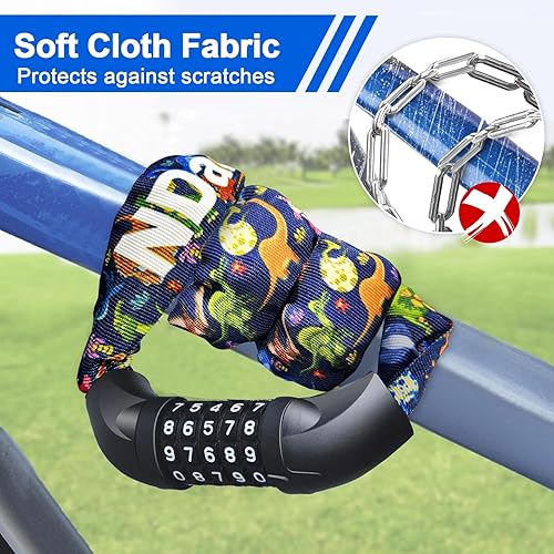 Miniatura 58 de NDakter Cerradura de cadena, combinación de 5 dígitos, resistente, antirrobo, 3.2 pies de largo, con reinicio, para bicicleta, motocicleta, scooter
