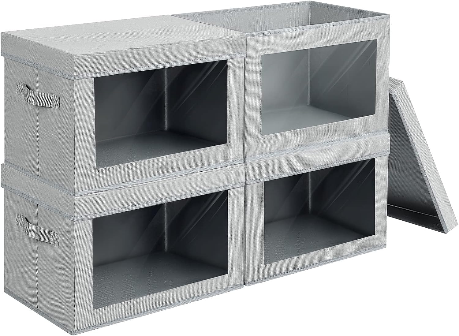 BLACKBOXES Storage Bins With Lids, Fabric Handles, Boxes Window, Closet Organizers And For Clothes, Books, Towels (Grey, Set Of 438 X 25 Cm, 38 Cm) (B0CTXJRJ69) Amazon Price History, Amazon Price Tracker