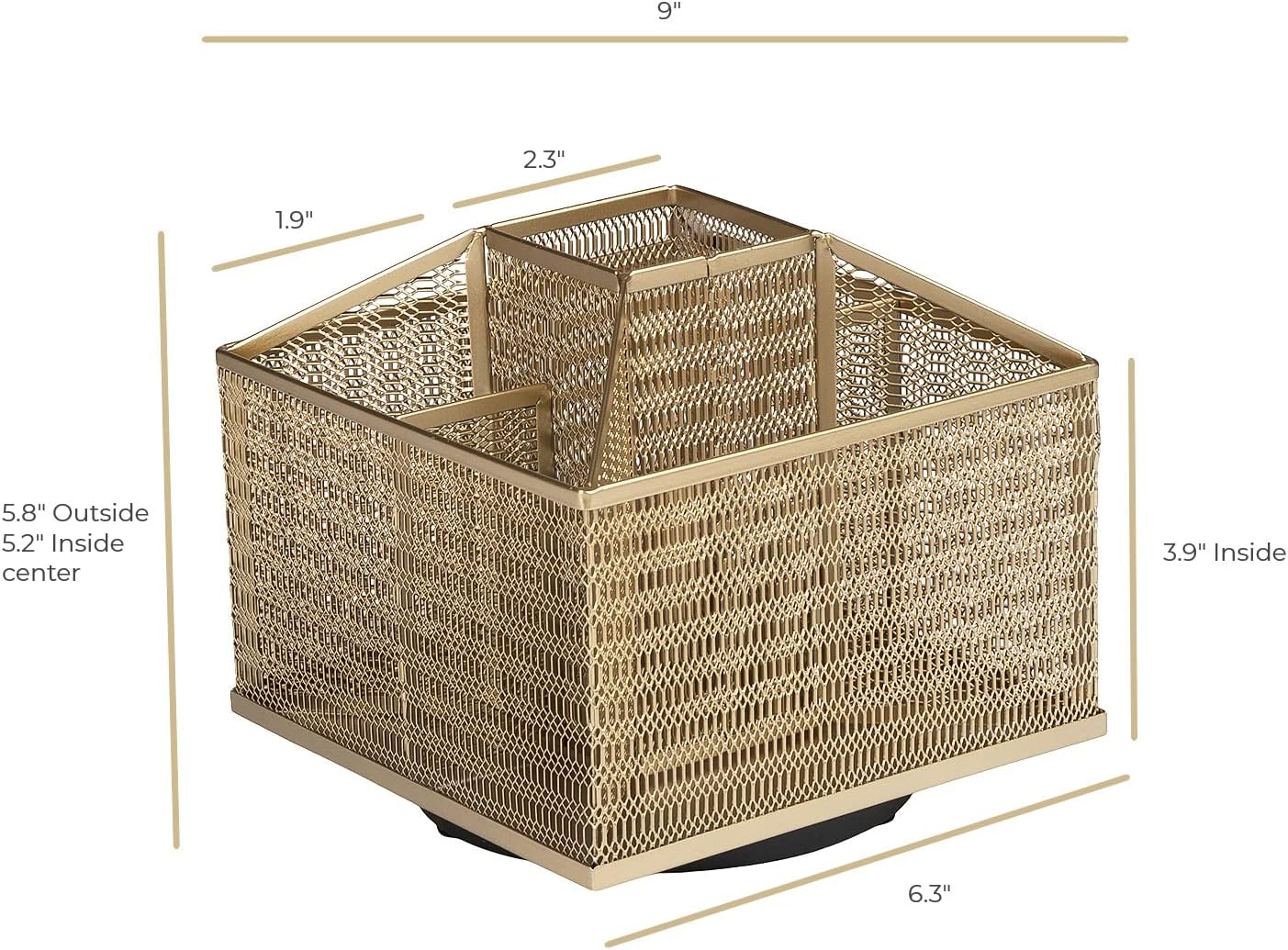 Blu Monaco Gold 360 Degree 7 Compartments Rotating Desk Organizer Supply Organizer – Spinning Pencil Pen Holder - Pencil Caddy – Art Make Up Brush Organizer and Storage : Office Products