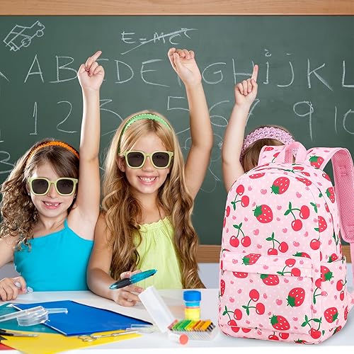 Miniatura 7 de BTOOP Mochila para niños en edad preescolar para niños y niñas, mochila escolar de viaje de 15 pulgadas, para niños de 3 a 8 años, Fresa