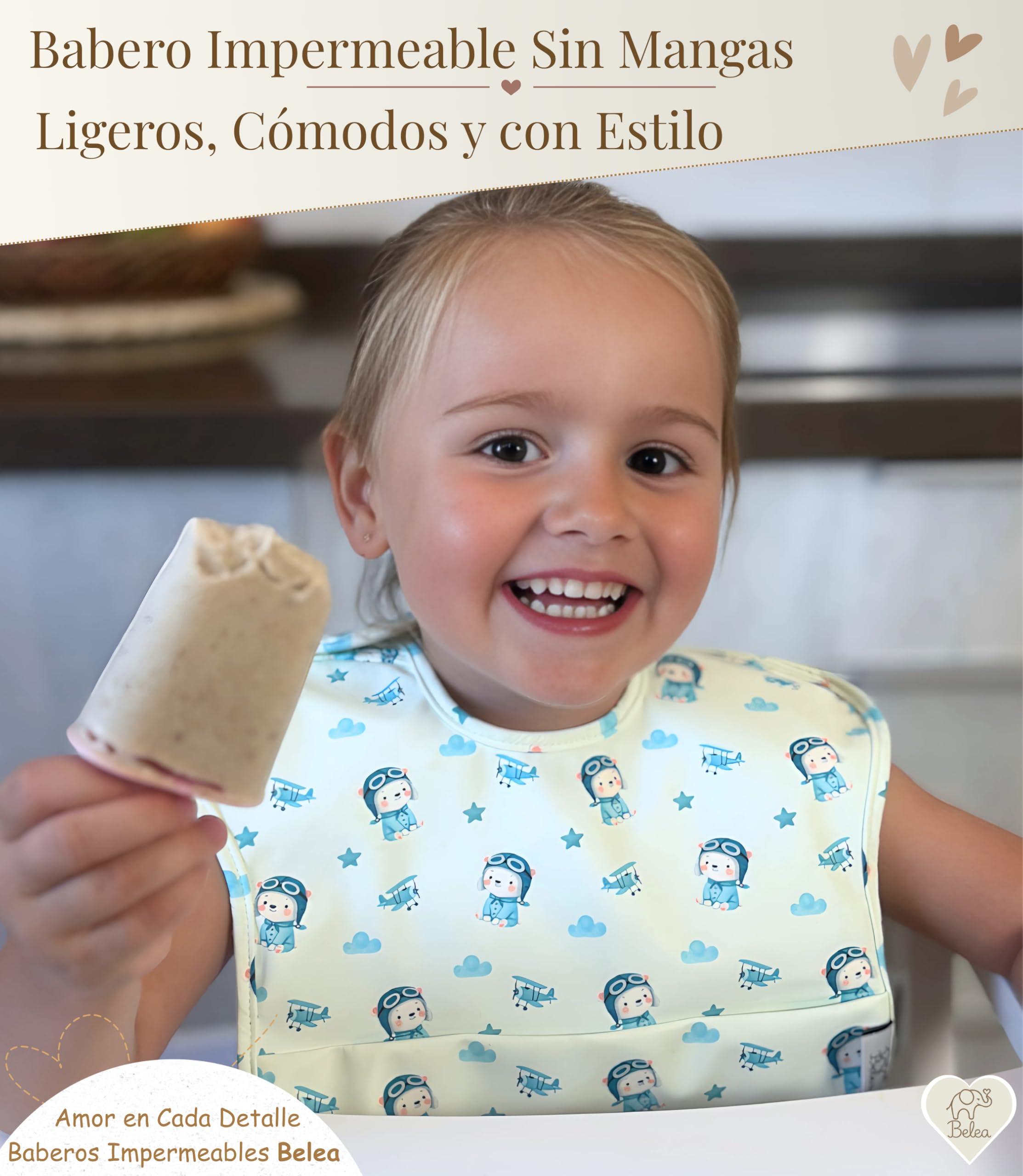 Pack 2 Baberos Bebe Impermeables Sin Mangas BLW 6 Meses a 5 Años Bolsillo Recogemigas Babete Impermeável Babero Infantil Sin BPA Regalo Baby Shower Cumpleaños Bebé