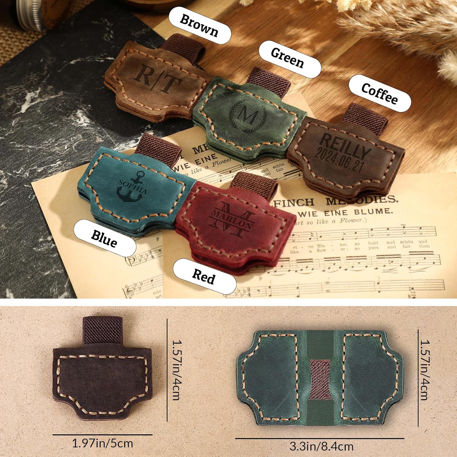 Magnetic Bookmarks with Pen Holder, 26 Letters Name Initia Personalized Leather Book Mark, Gifts for Book Lovers Readers Teacher Women Men - Image 6