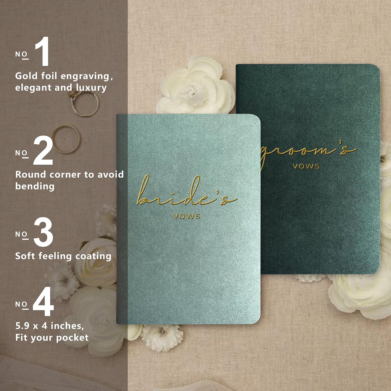 Vow Books His and Hers Wedding Vow Books Bride and Groom Vow Books Wedding Essentials Wedding Accessories(XZ-GB-Sage)