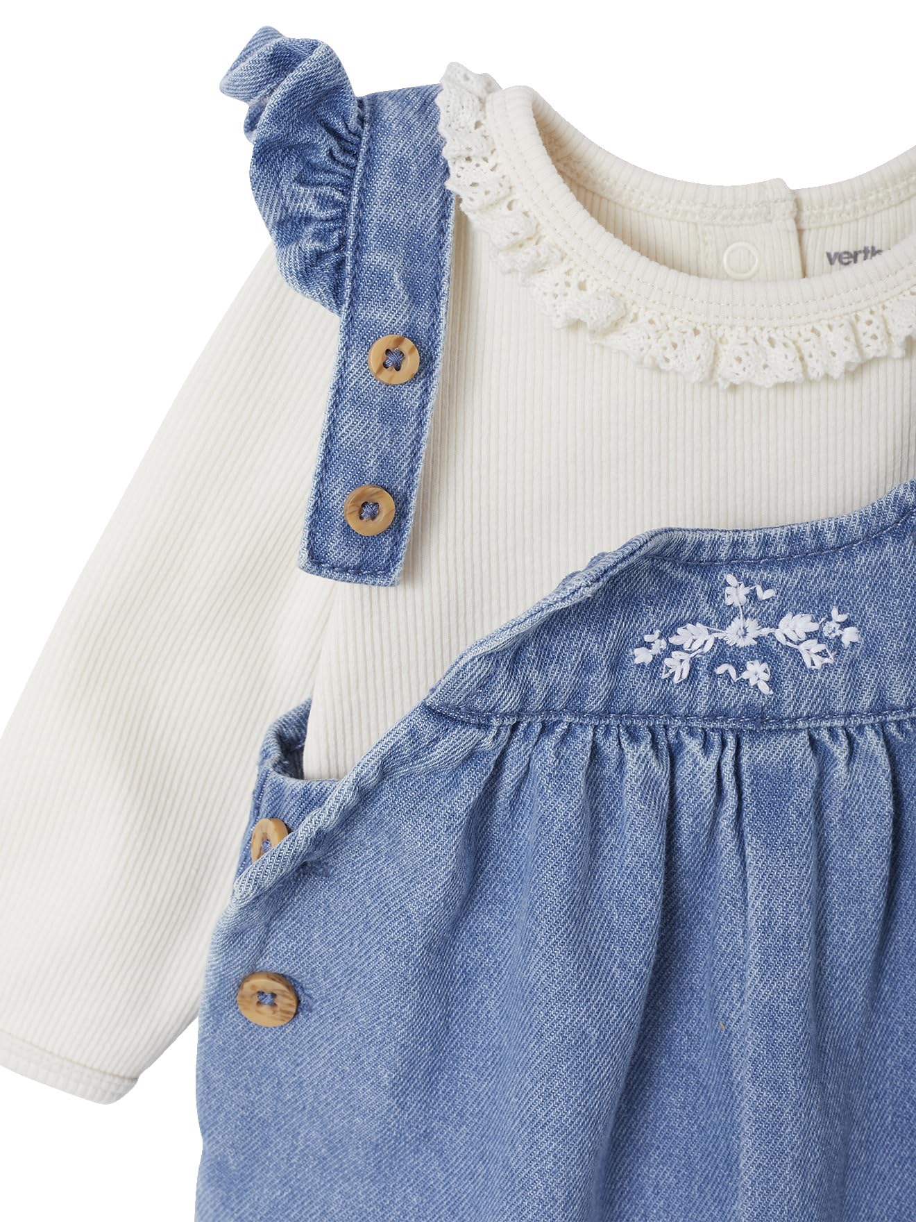 VERTBAUDET Ensemble 2 pièces naissance salopette en denim + body