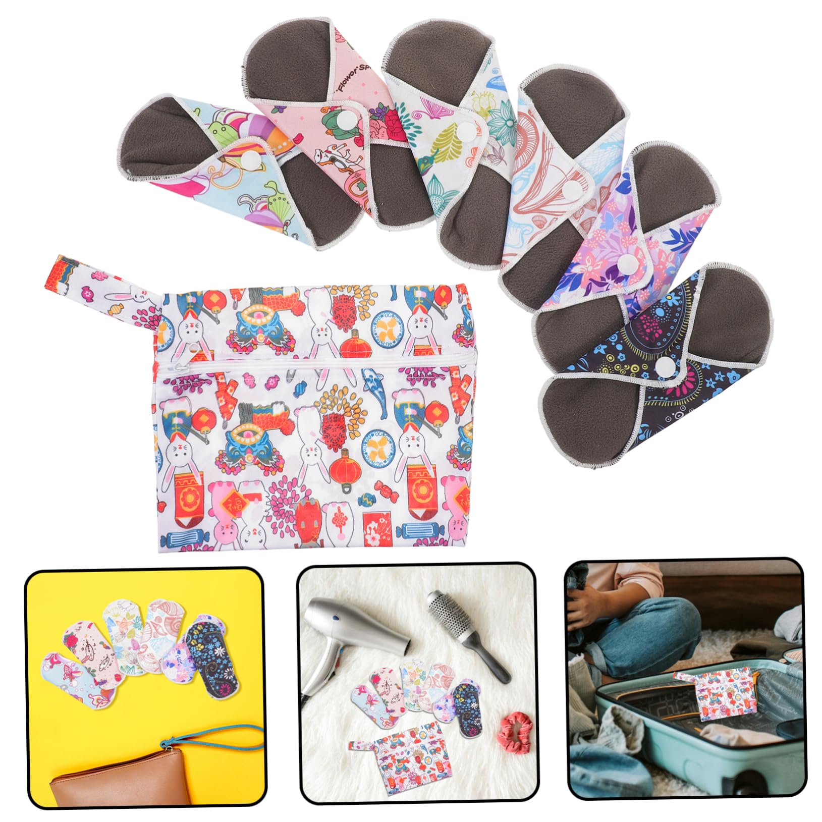 FRCOLOR 3 Sets Damenbinden Slipeinlagen Stillzeit Plus Wiederverwendbare Pads Unterwäscheeinlagen Für Frauen Extra Stark Menstruations Wärmekissen Mikrowellengeeignet Brust Mini