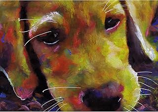 Fox Red Labrador Retriever Puppy Art Print Abstract Decor, Gift for Her Him, Modern Art Yellow Fox Lab Dog Owner Picture Choice of size 8x10, A4 A3 Wall Art Decor Hand Signed by Oscar Jetson. (a4)