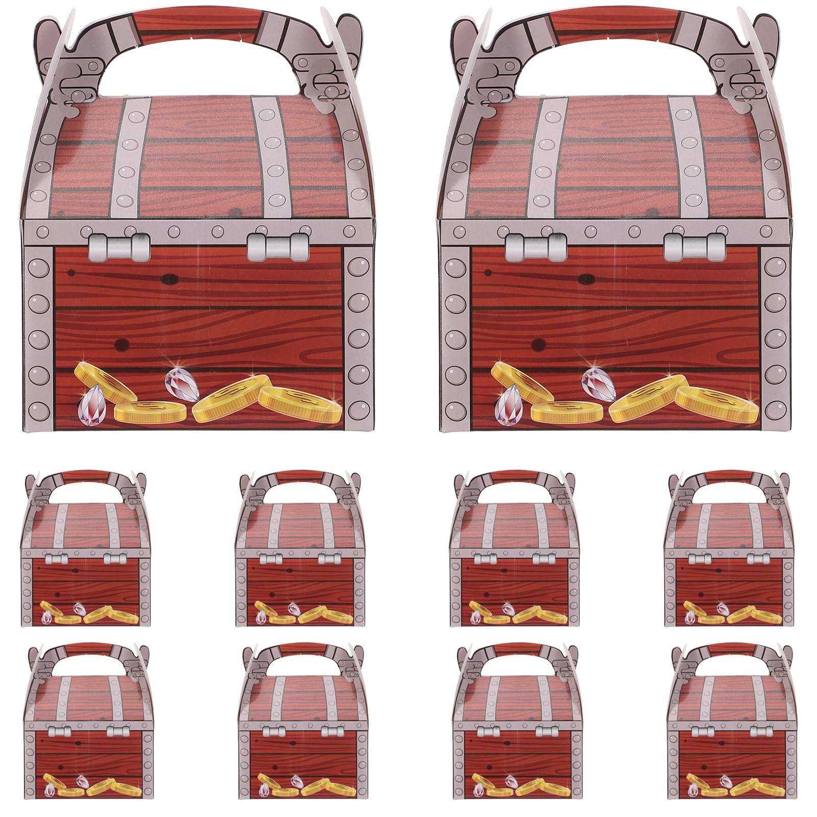 OSOLADY 20 scatoline per bomboniere a tema pirati per bambini, scatole di carta a forma di forziere del per caramelle, giocattoli, piccoli regali, premi per la classe, 6,1x4,9x3 pollici