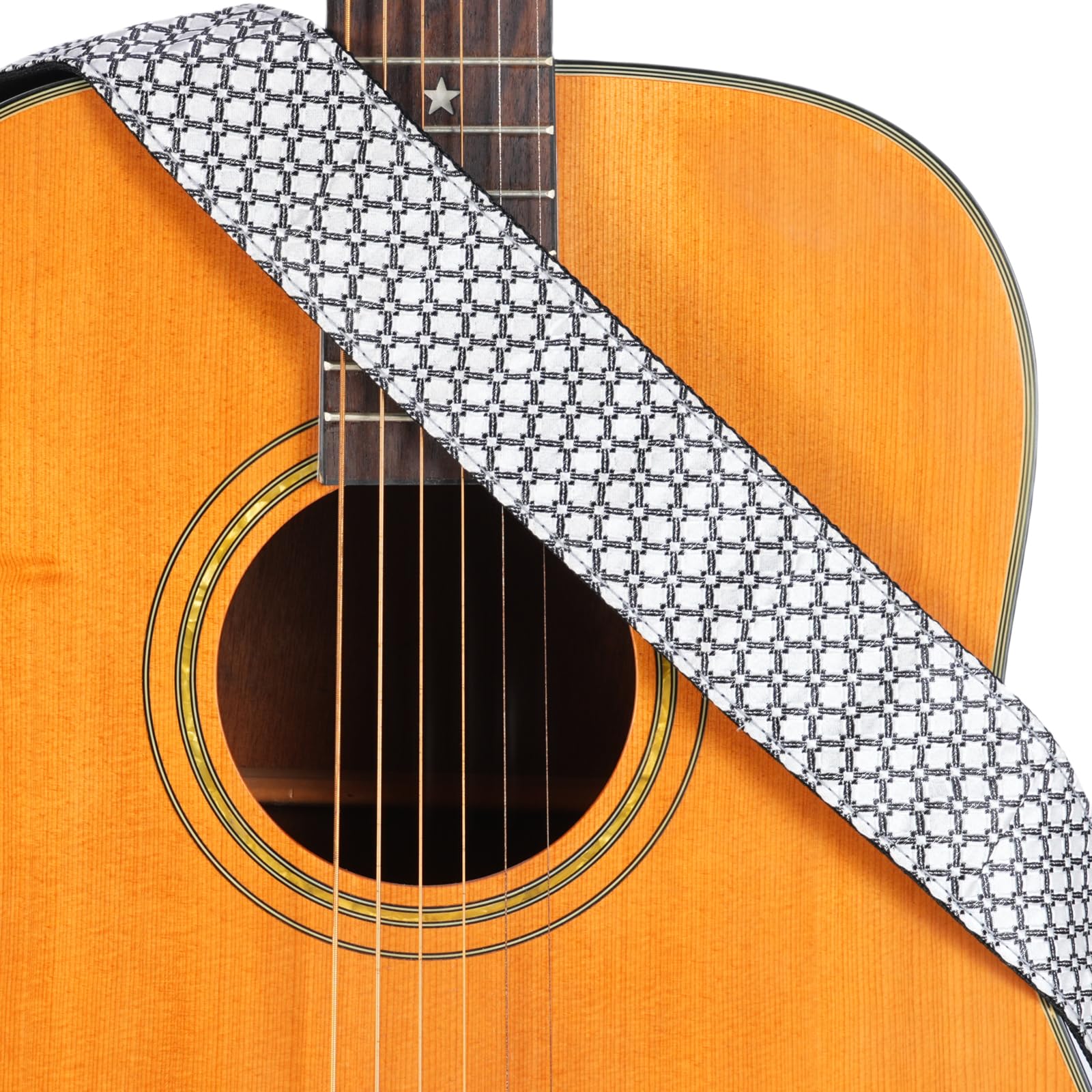 CLOUDMSUSIC Guitar Strap Acoustic Classical Bass Electric 2" Wide Strap With Jacquard Embroider Pattern For Adult Kids(Black and White Milky Way)