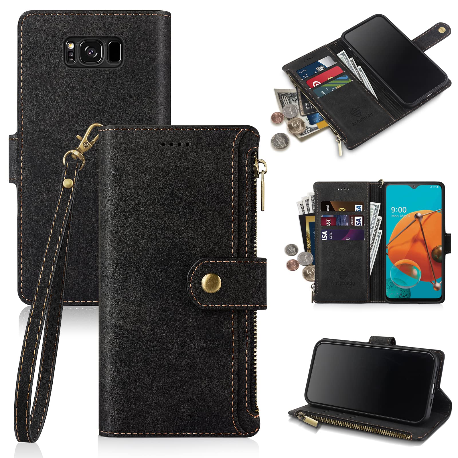 Antsturdy for Samsung Galaxy S8+ / S8 Plus Wallet case with Card Holder Women Men,Galaxy S8+ / S8 Plus Phone case RFID Blocking PU Leather Flip Cover