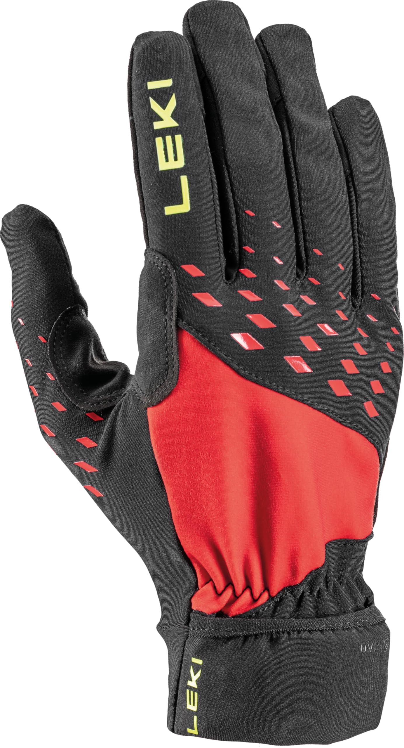 LEKI Ultra Trail Storm Lightweight Water-Resistant Touchscreen Running Gloves - Black-Red-Yellow - Large