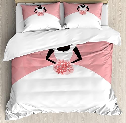 Miniatura 26 de Ambesonne Jukebox Duvet Cover Set, Digital Retro Print Party Themed Old Antique Music Radio, Decorative 3 Piece Bedding Set with 2 Pillow Shams,
