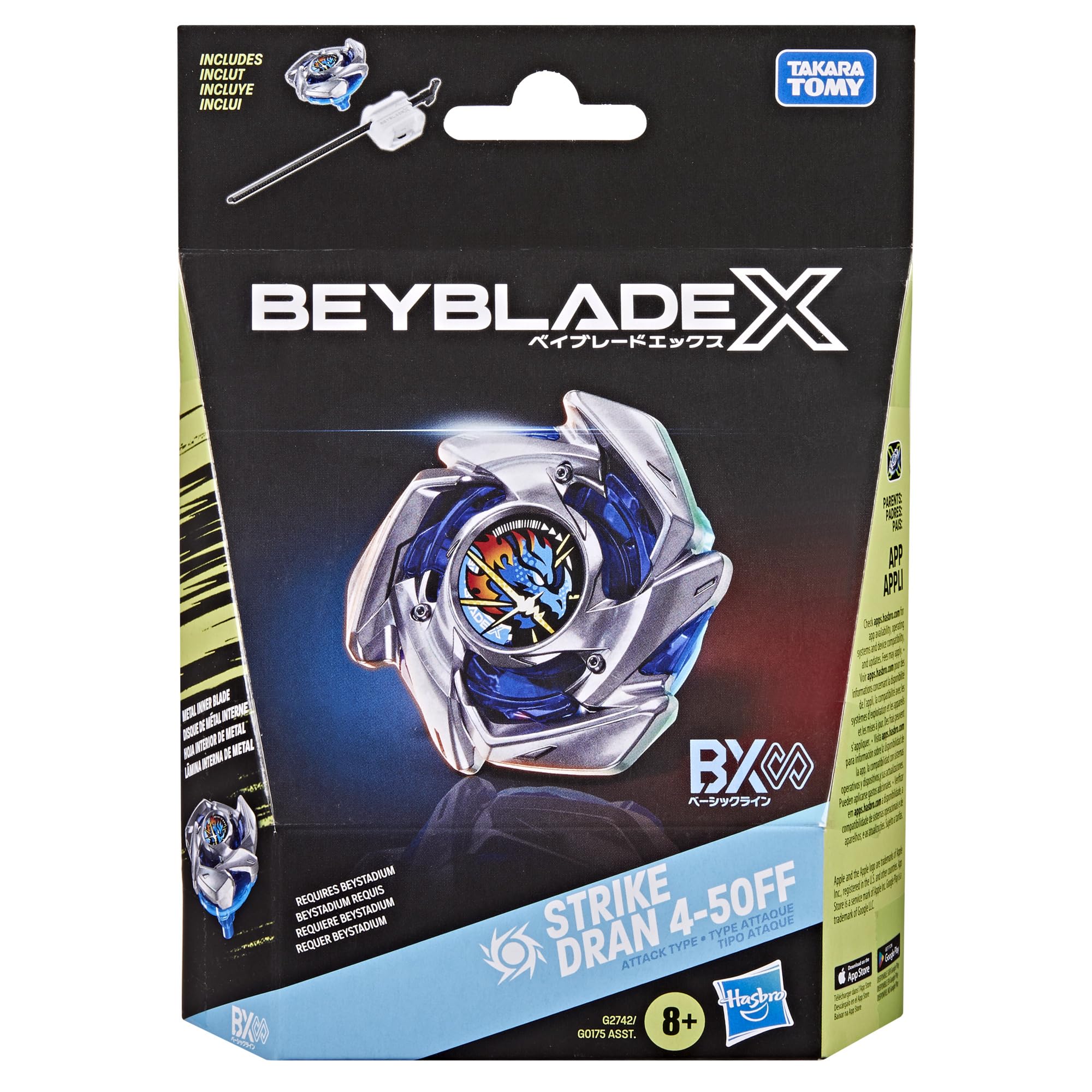 Beyblade X, set Starter Pack Strike Dran 4-50FF BX Infinity con trottola di attacco e lanciatore di Takara Tomy, trottole da combattimento giocattolo, dagli 8 anni in su