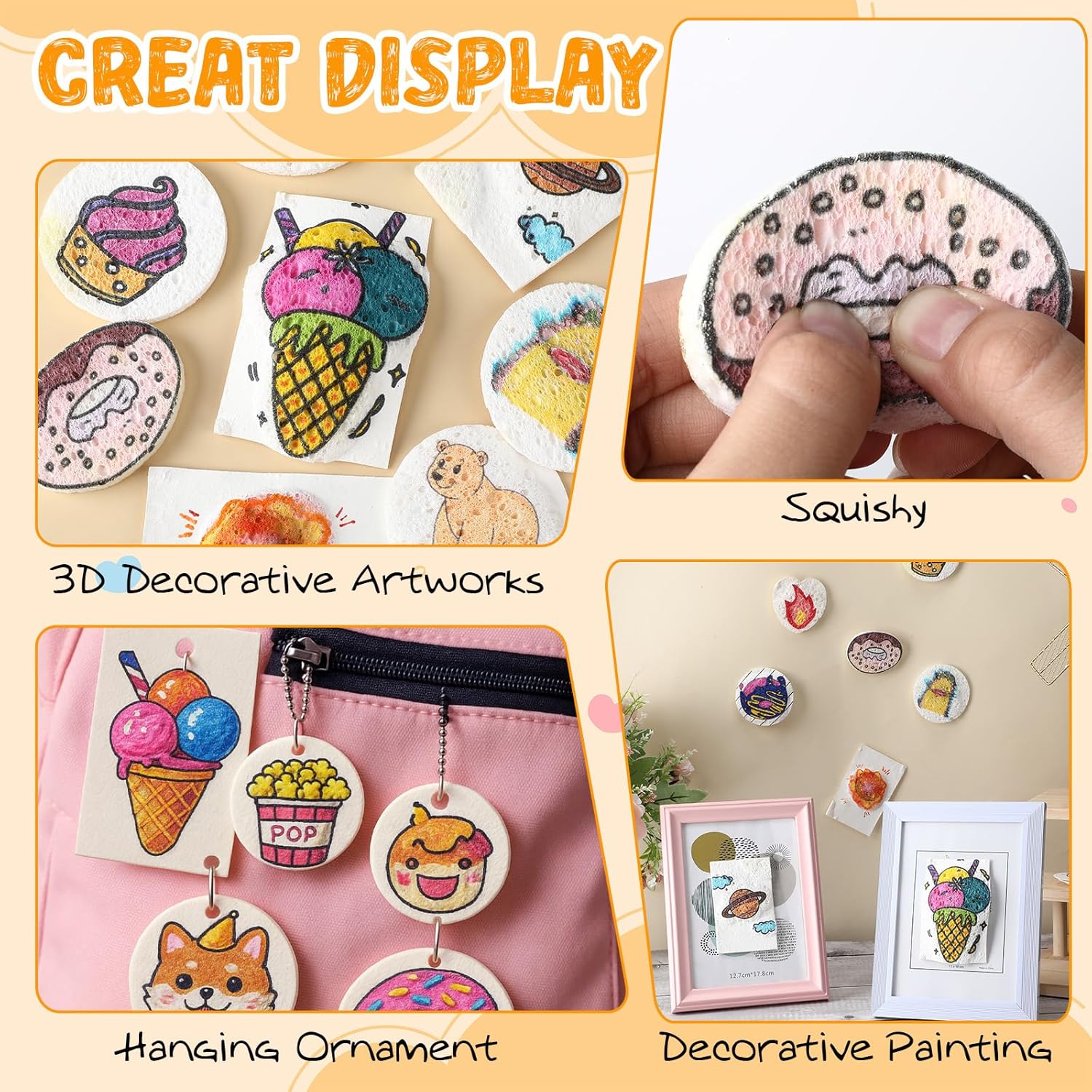 Humyoun 68 Pcs Magic Foam Texture Painting Kit Magic Puffy Paint Include 12 Colors Acrylic Markers Pen and 6 Water Brush for DIY Painting Art Craft Party Supplies