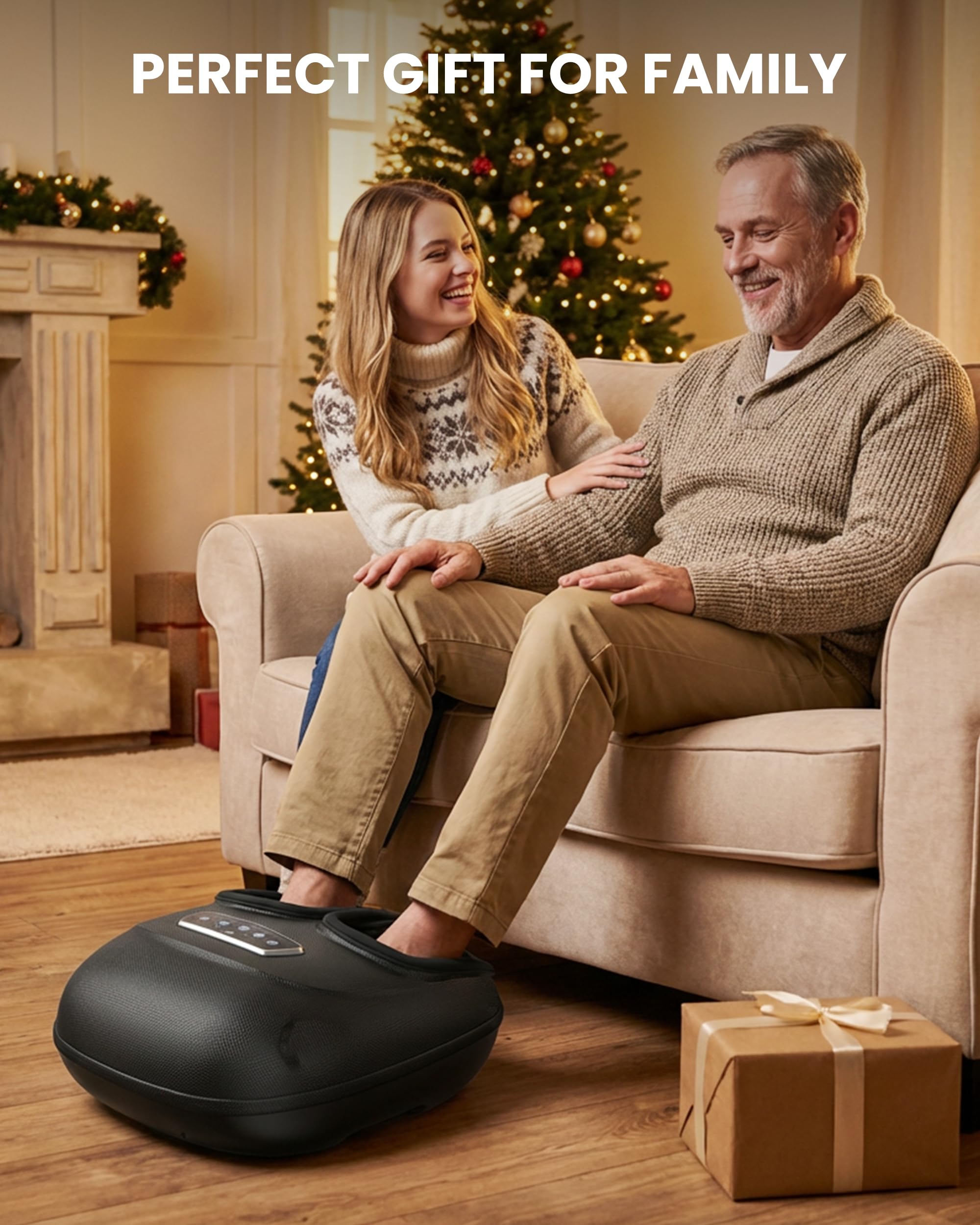 CILI Masajeador de pies con calor, máquina de masaje Shiatsu para fascitis plantar, neuropatía, calefacción en la planta del pie y el empeine, c Negro oscuro