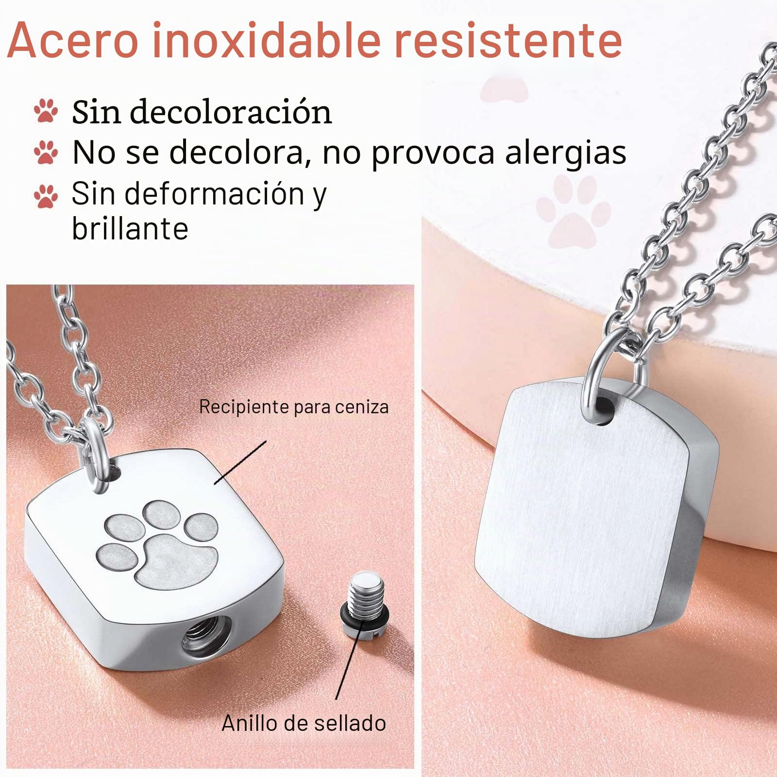 FindChic Collar Colgante para Cenizas de Acero Inoxidable Colgante para Cenizas Humanas Mascota Joyas de Cremación