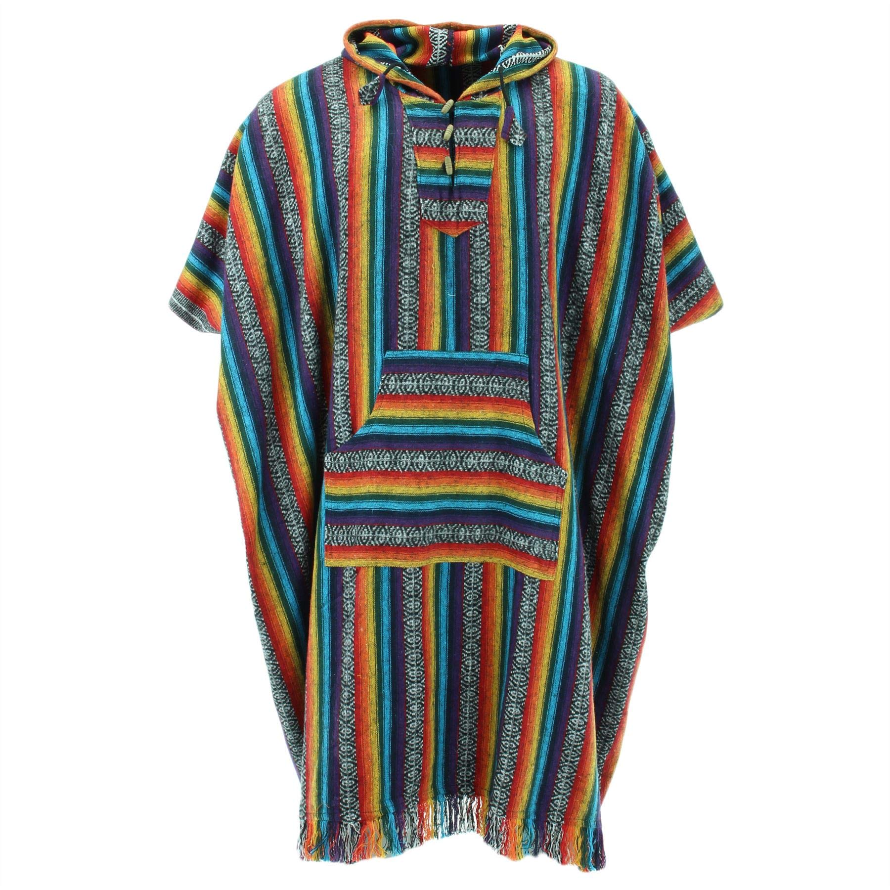 Loud Ponchos Rainbow Brushed Cotton Hooded Poncho Long By Loud