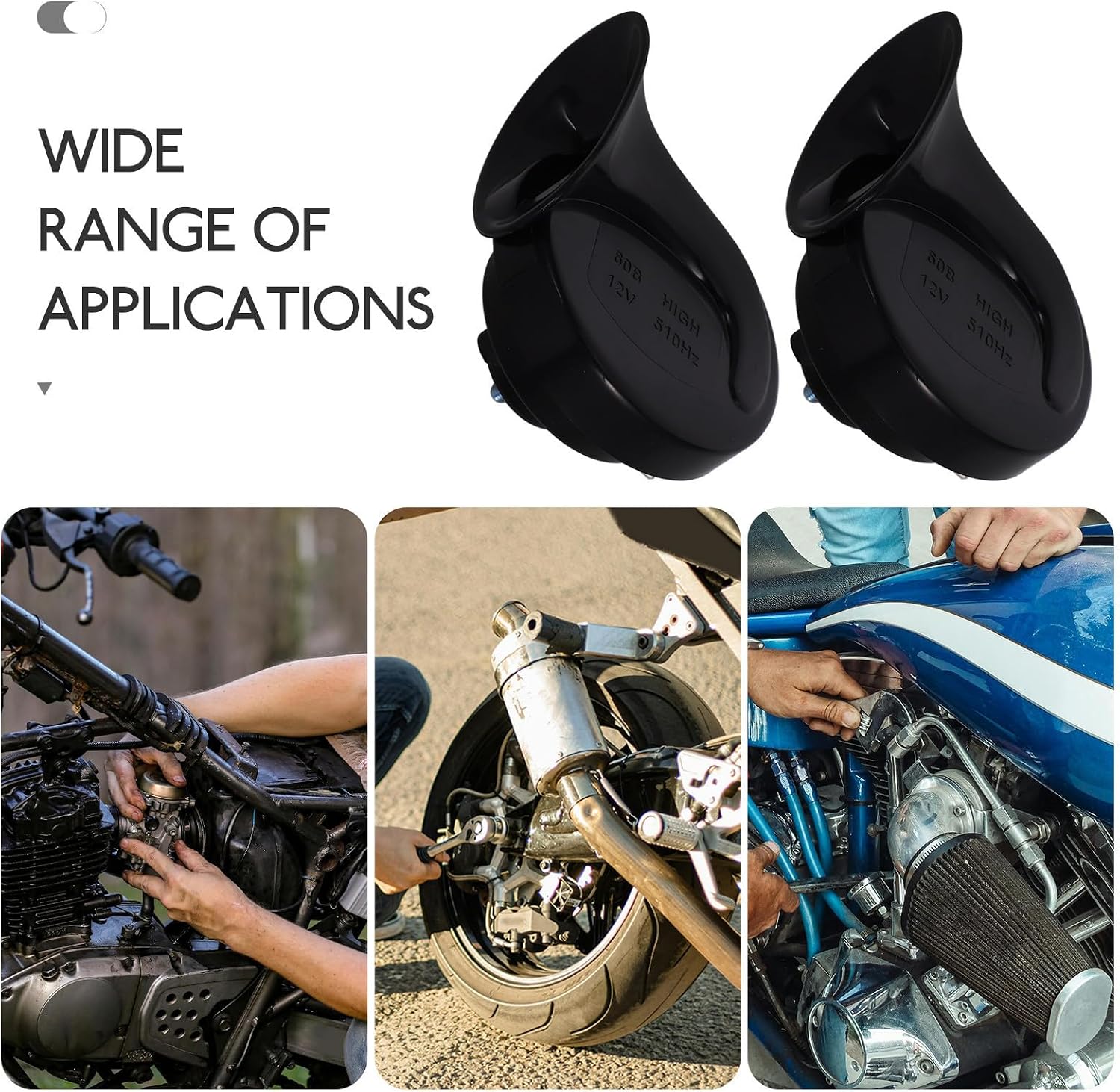 Motorcycle Horn 1 Pair Plastic Iron Replacement Horn Black