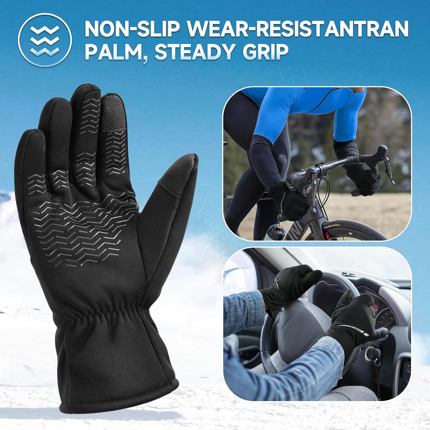 OZERO Winter Gloves for Men Women: Waterproof Touch-Screen Glove Thermal Coldproof Snow Gloves for Driving Cycling Skiing - Image 5