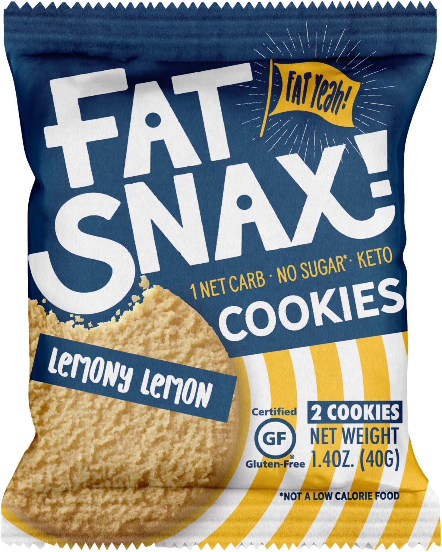 Fat Snax Keto Cookies - Low Carb and Sugar Free Keto Snacks (Lemony Lemon, 6-pack (12 Keto Cookies)) - Keto-Friendly & Gluten-Free Keto Snack Foods